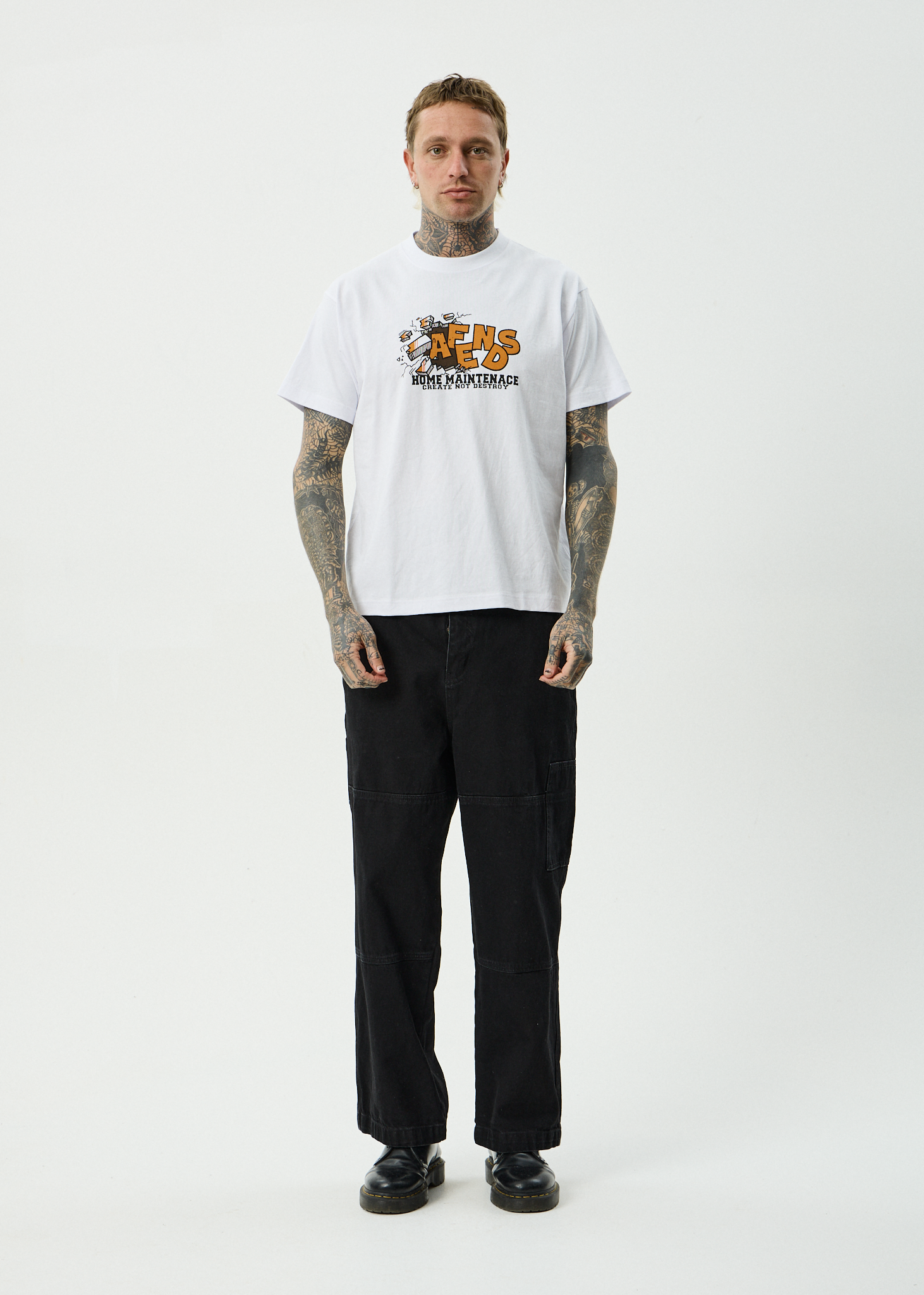 AFENDS Mens Maintenance - Recycled Boxy Fit Tee - White
