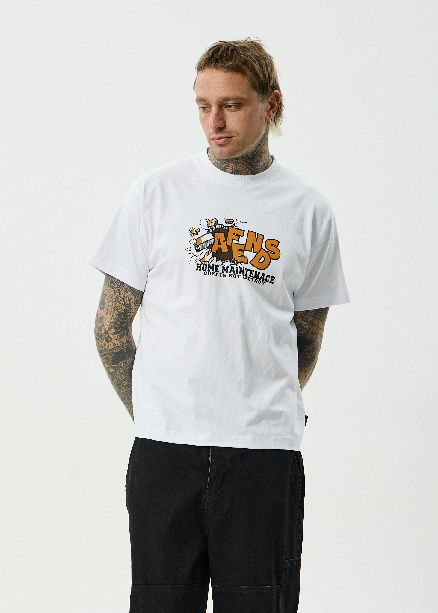 AFENDS Mens Maintenance - Recycled Boxy Fit Tee - White