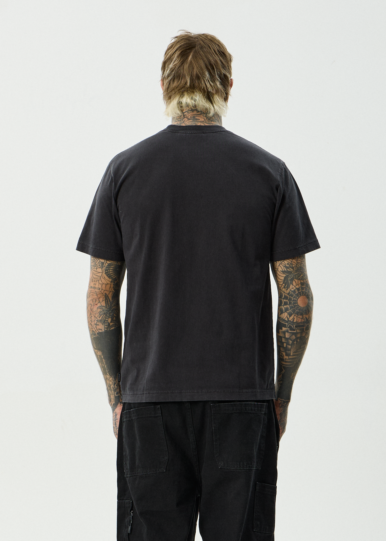 AFENDS Mens Destroyed - Recycled Retro Fit Tee - Stone Black