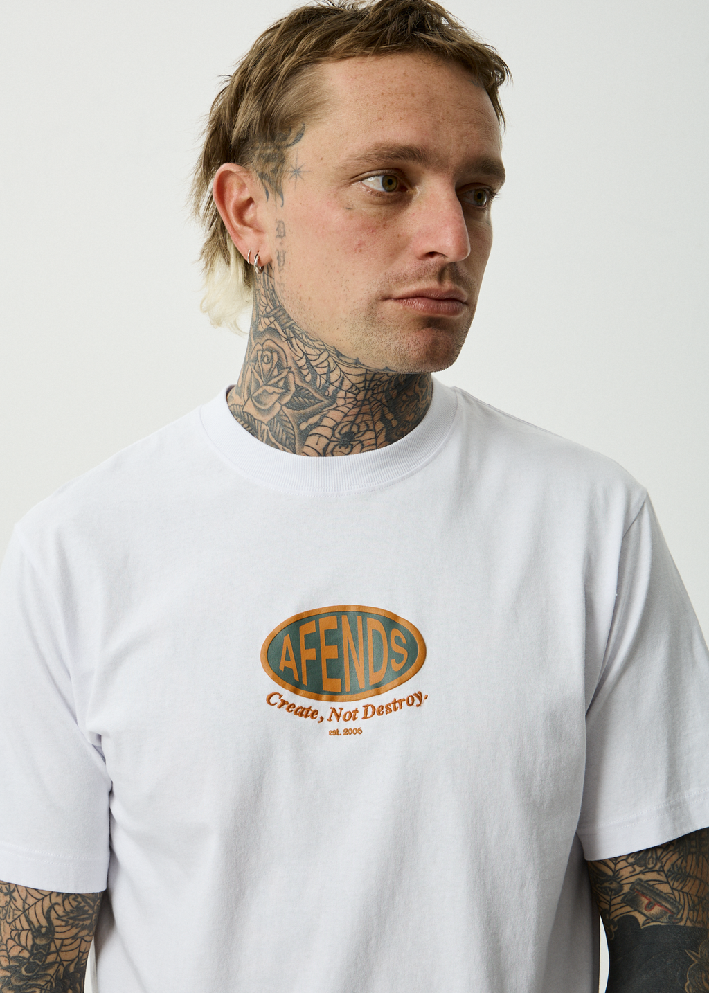 AFENDS Mens Destroyed - Recycled Retro Fit Tee - White