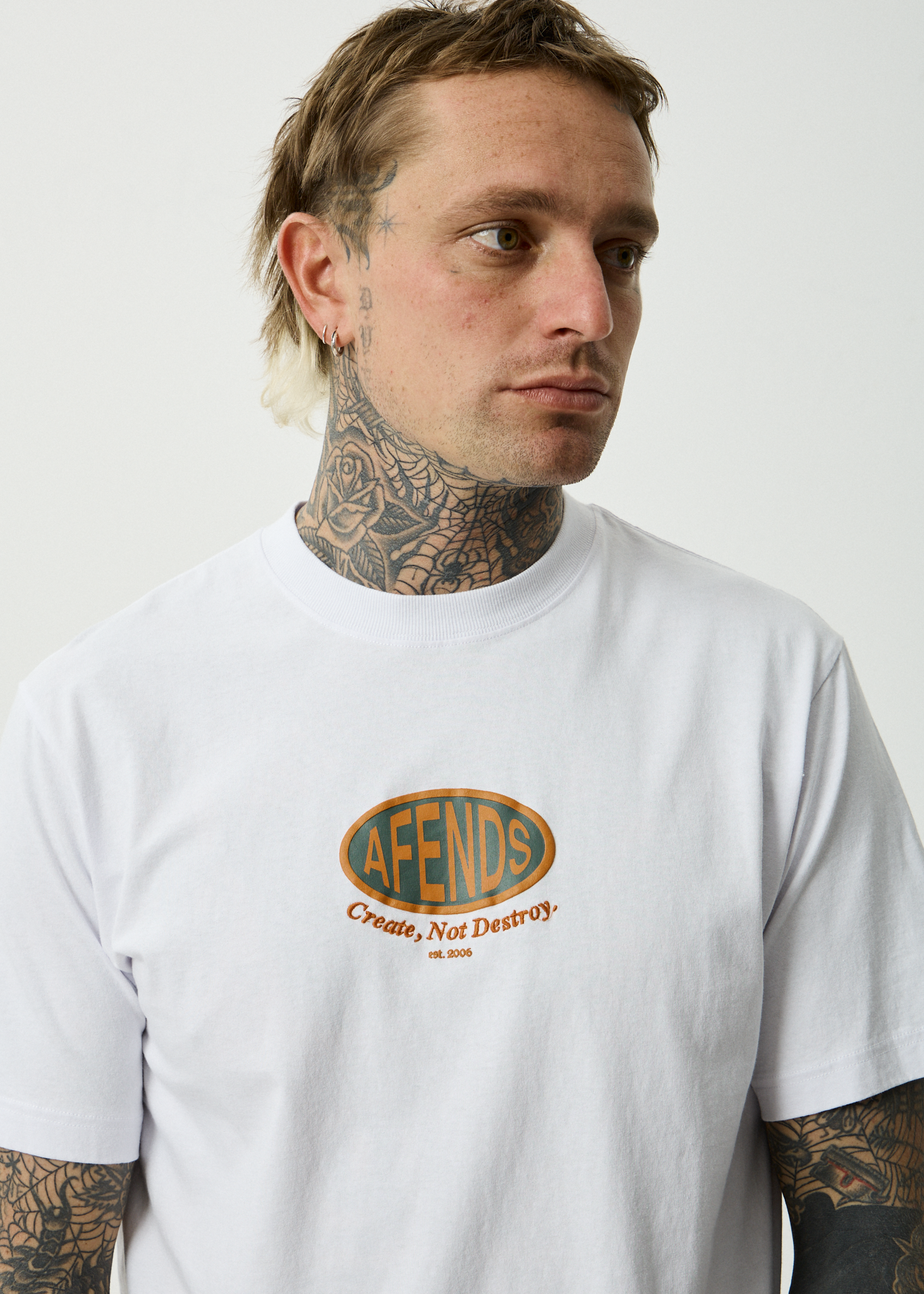 AFENDS Mens Destroyed - Recycled Retro Fit Tee - White