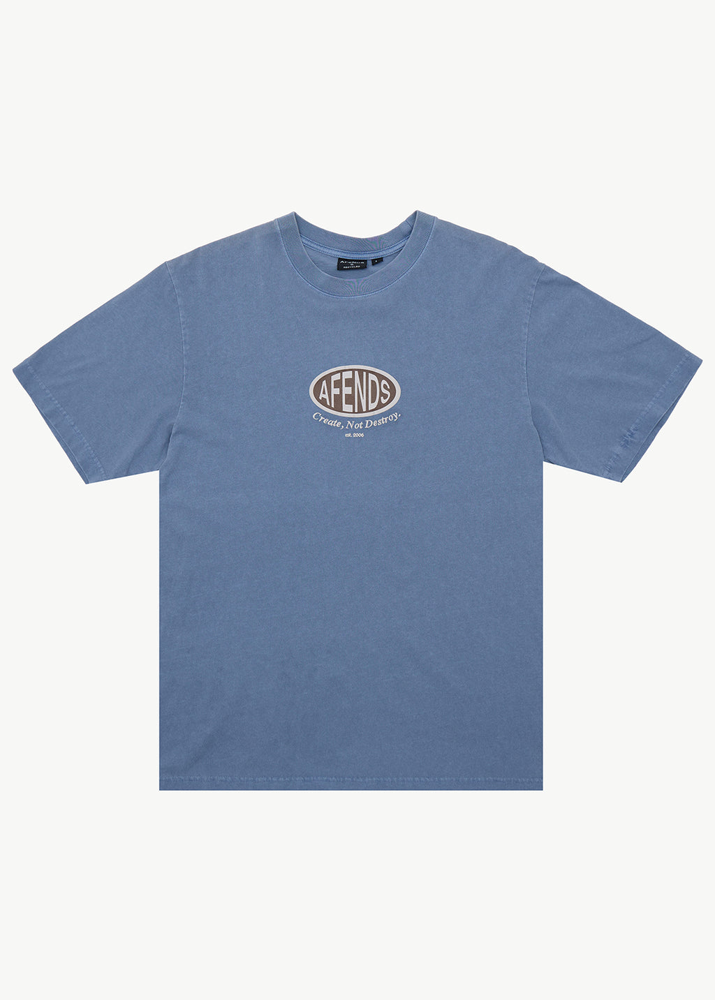 AFENDS Destroyed - Retro Tee - Washed Slate Blue