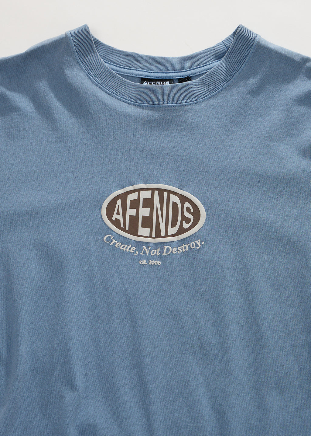 AFENDS Destroyed - Retro Tee - Washed Slate Blue