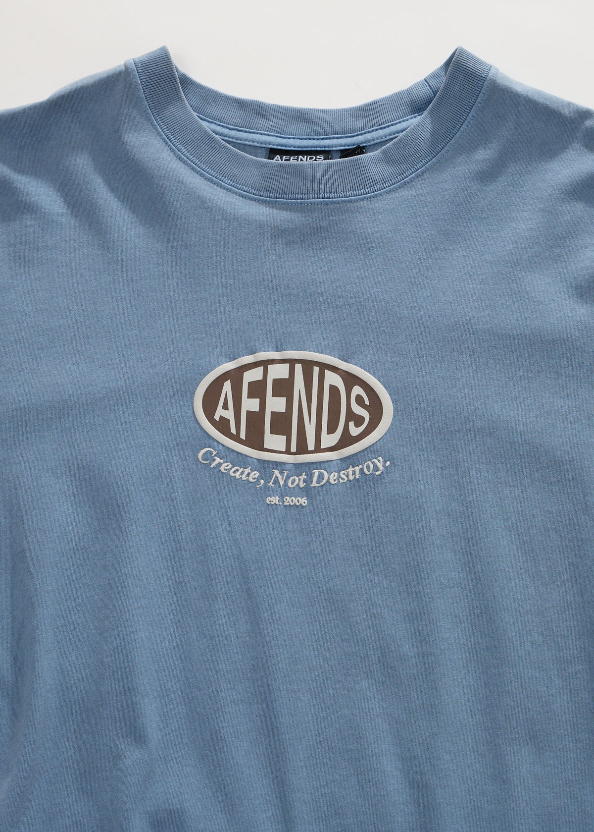 AFENDS Destroyed - Retro Tee - Washed Slate Blue