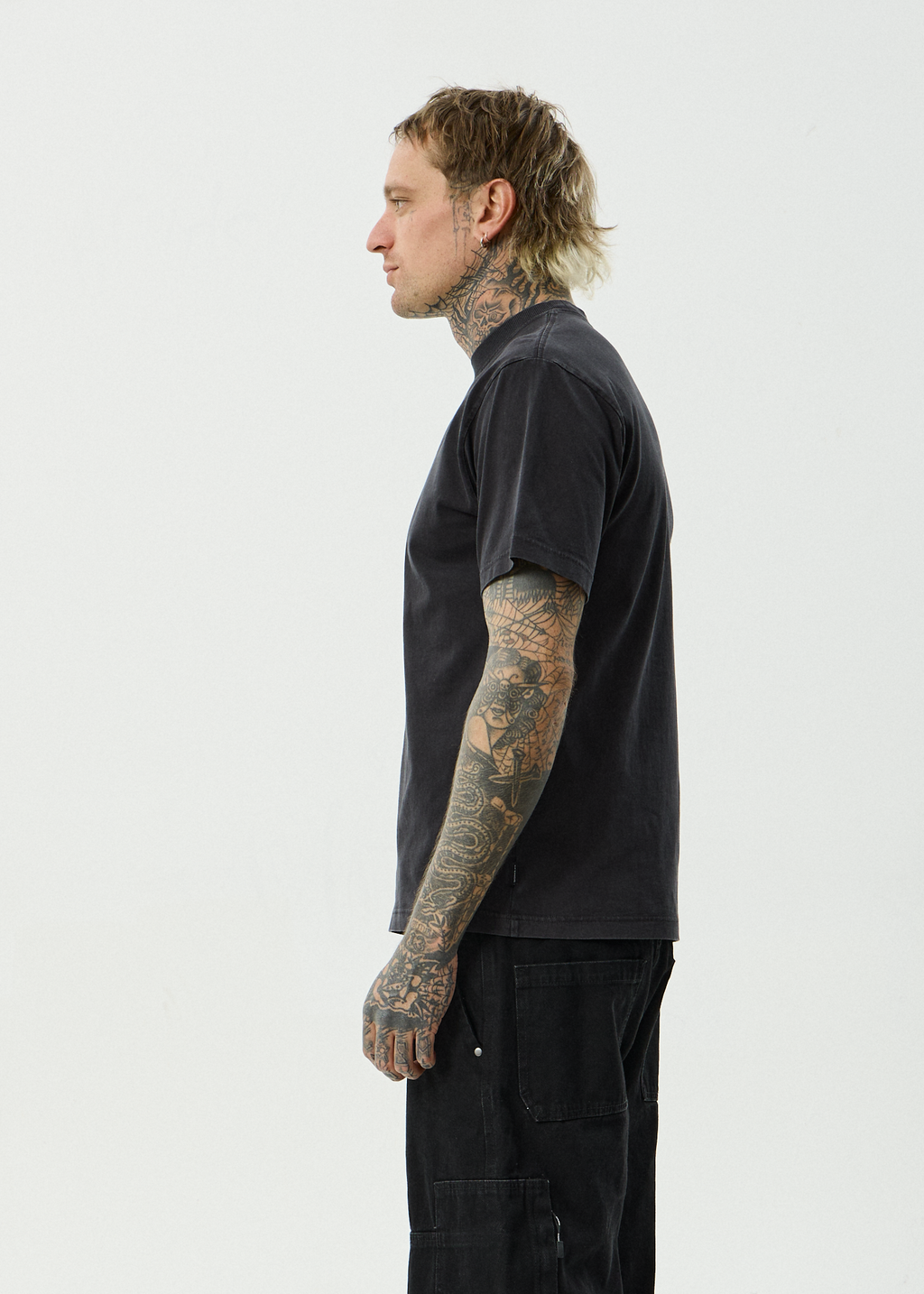 AFENDS Mens Cry Later - Recycled Retro Fit Tee - Stone Black