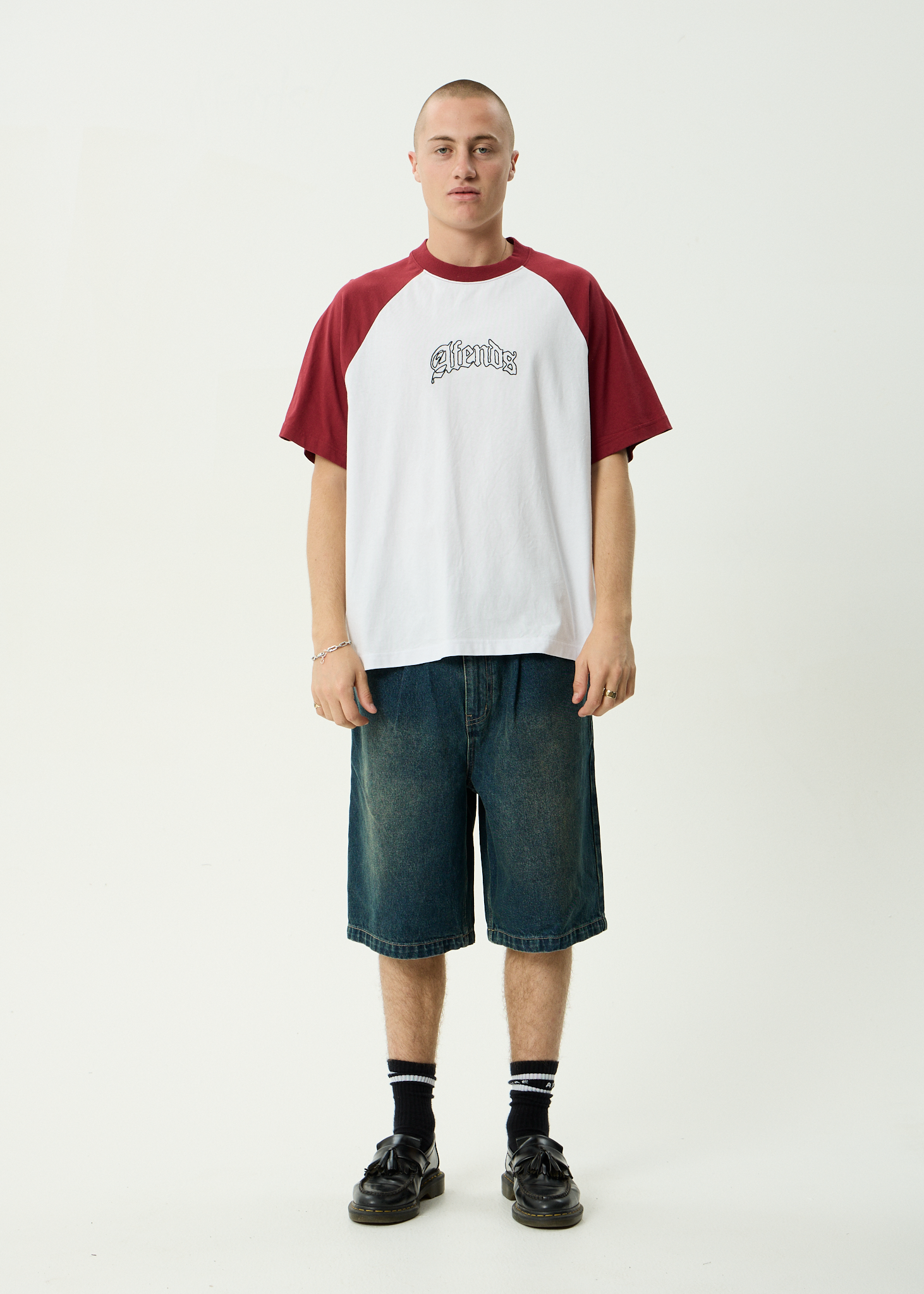 AFENDS Mens Home - Recycled Raglan Fit Tee - White