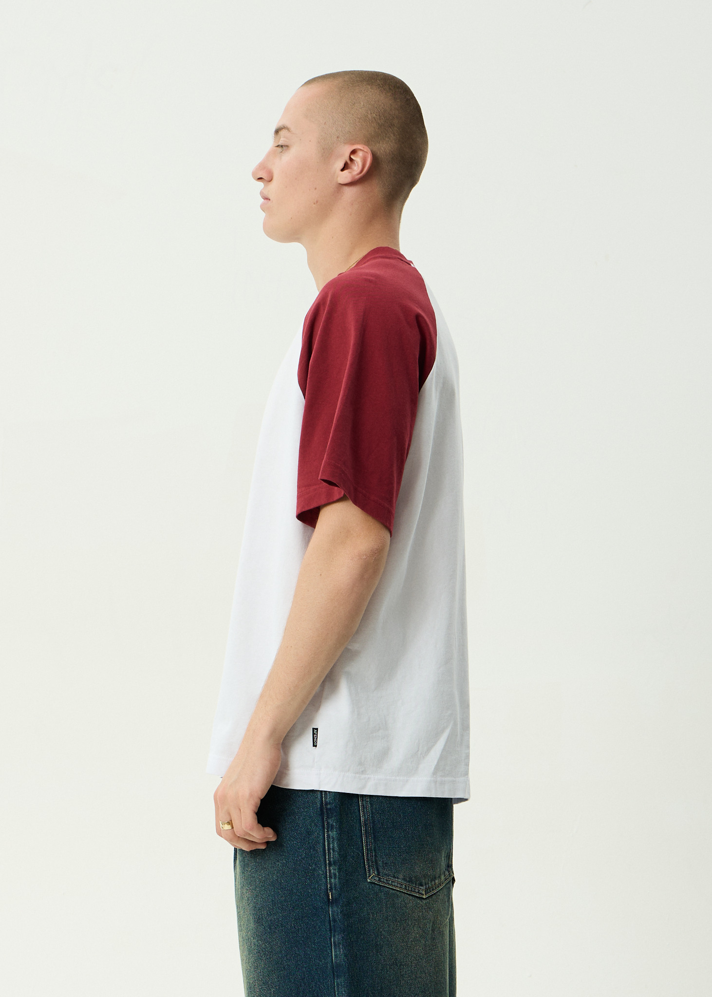 AFENDS Mens Home - Recycled Raglan Fit Tee - White
