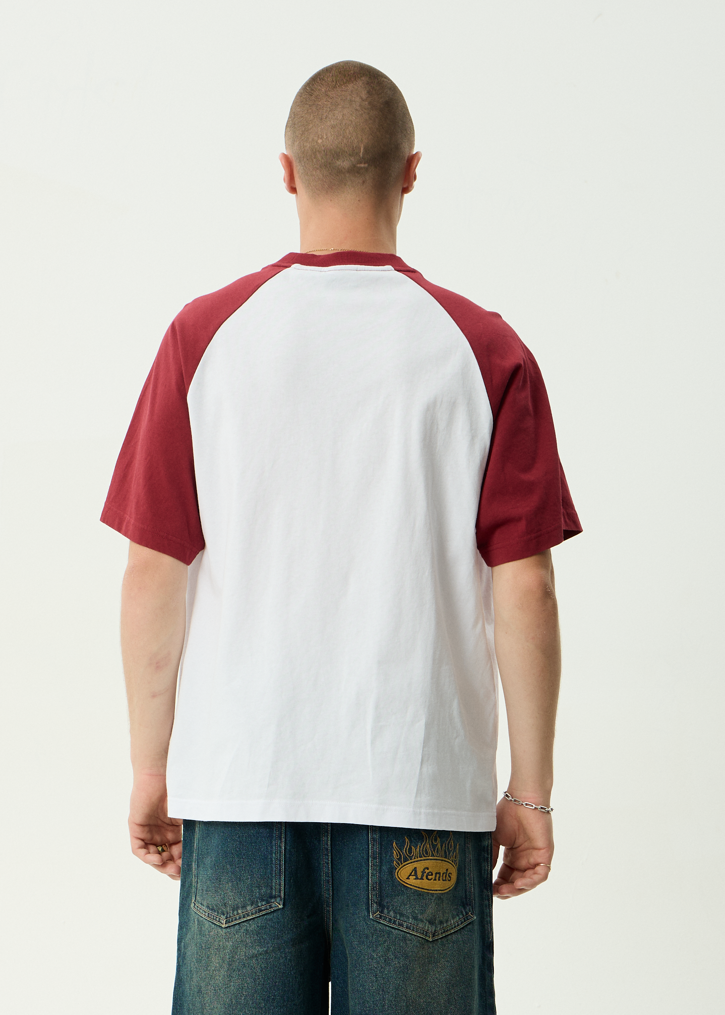 AFENDS Mens Home - Recycled Raglan Fit Tee - White