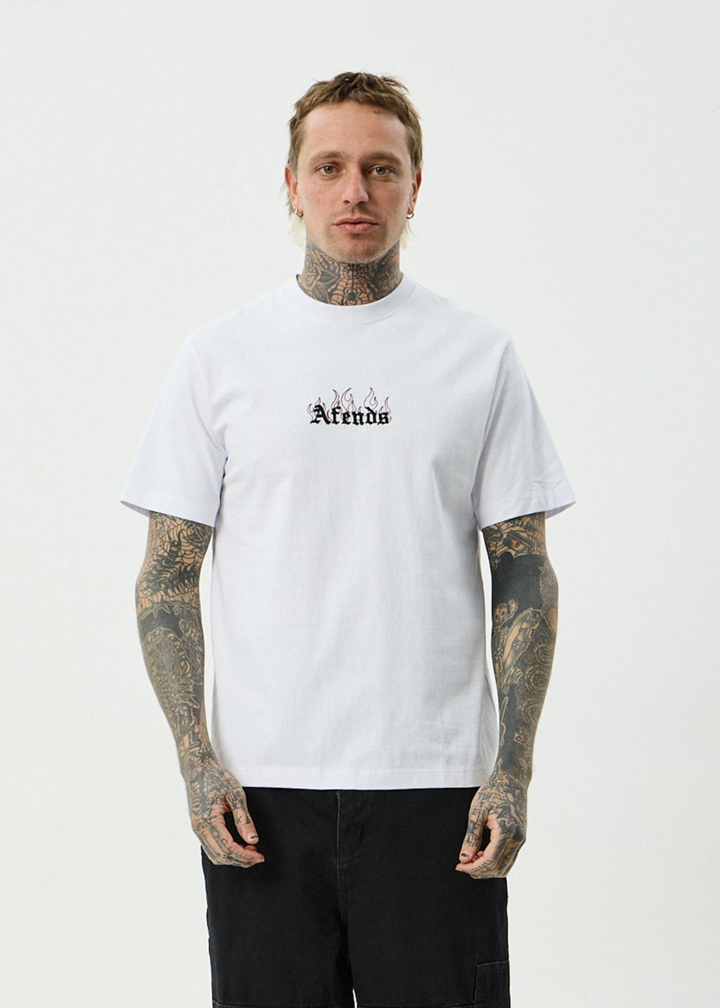 AFENDS Mens Temporal - Recycled Heavyweight Retro Fit Tee - White