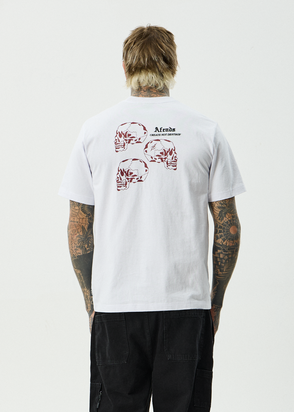 AFENDS Mens Temporal - Recycled Heavyweight Retro Fit Tee - White