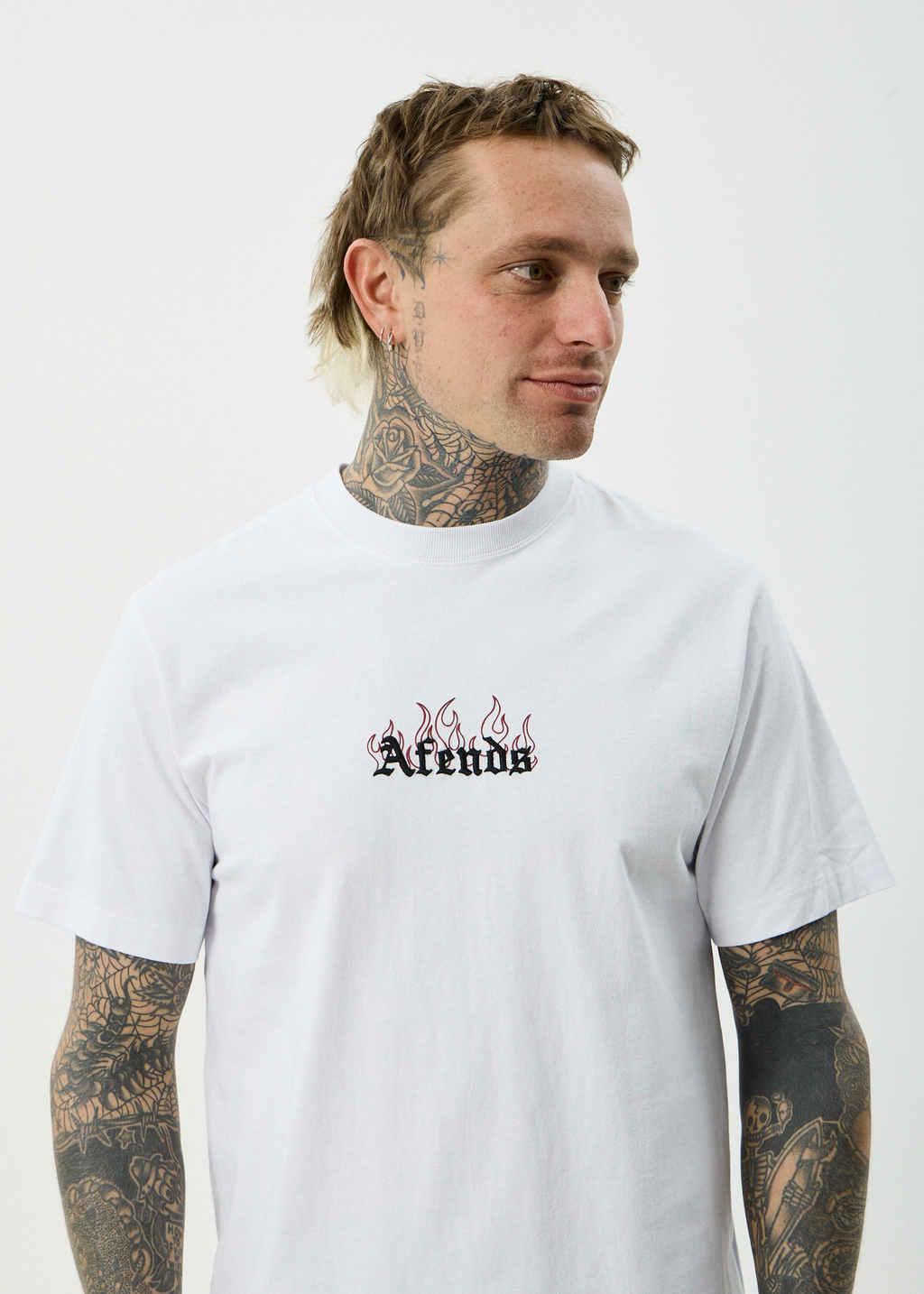 AFENDS Mens Temporal - Recycled Heavyweight Retro Fit Tee - White