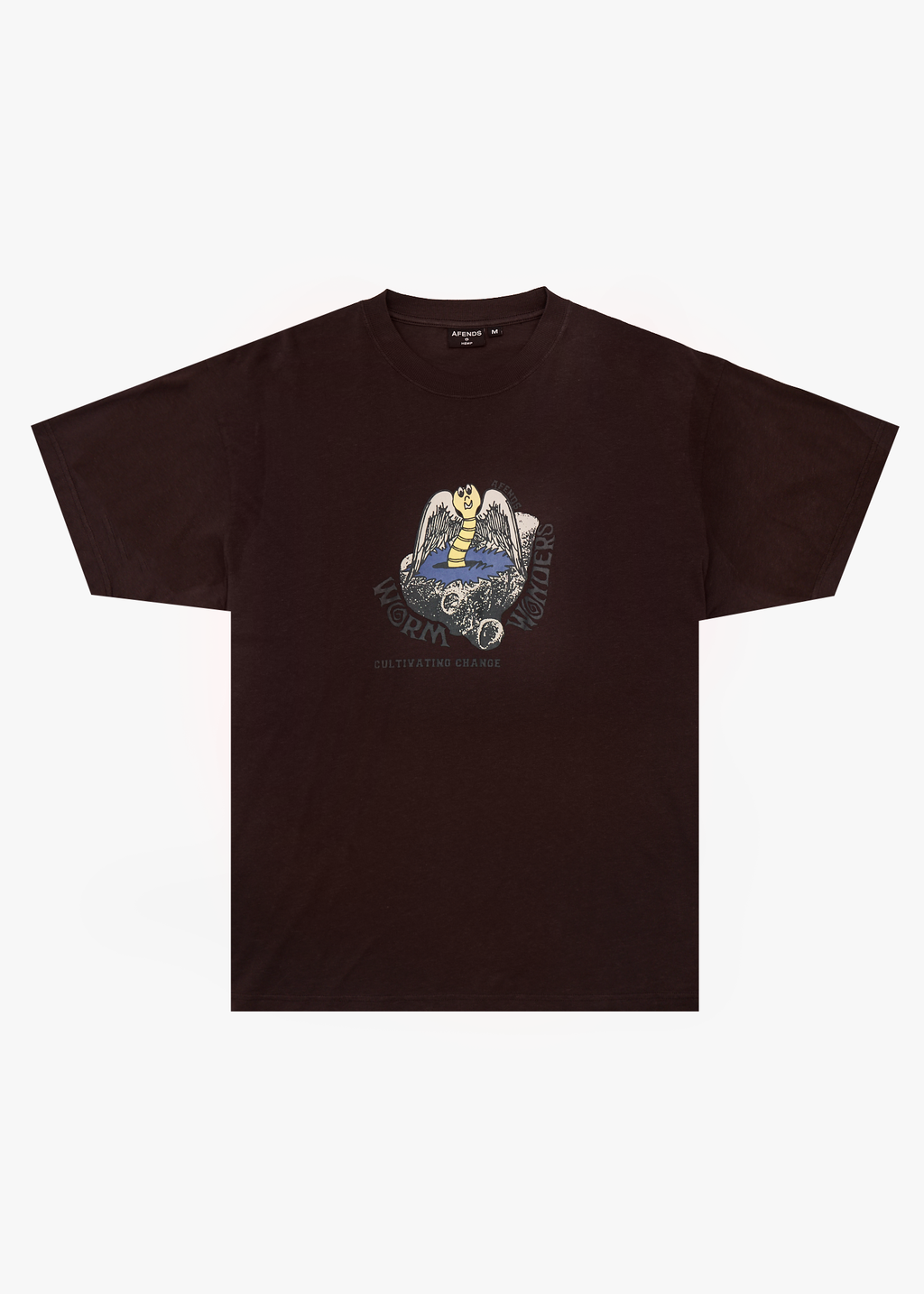 AFENDS Mens Wonders - Boxy Tee - Washed Coffee