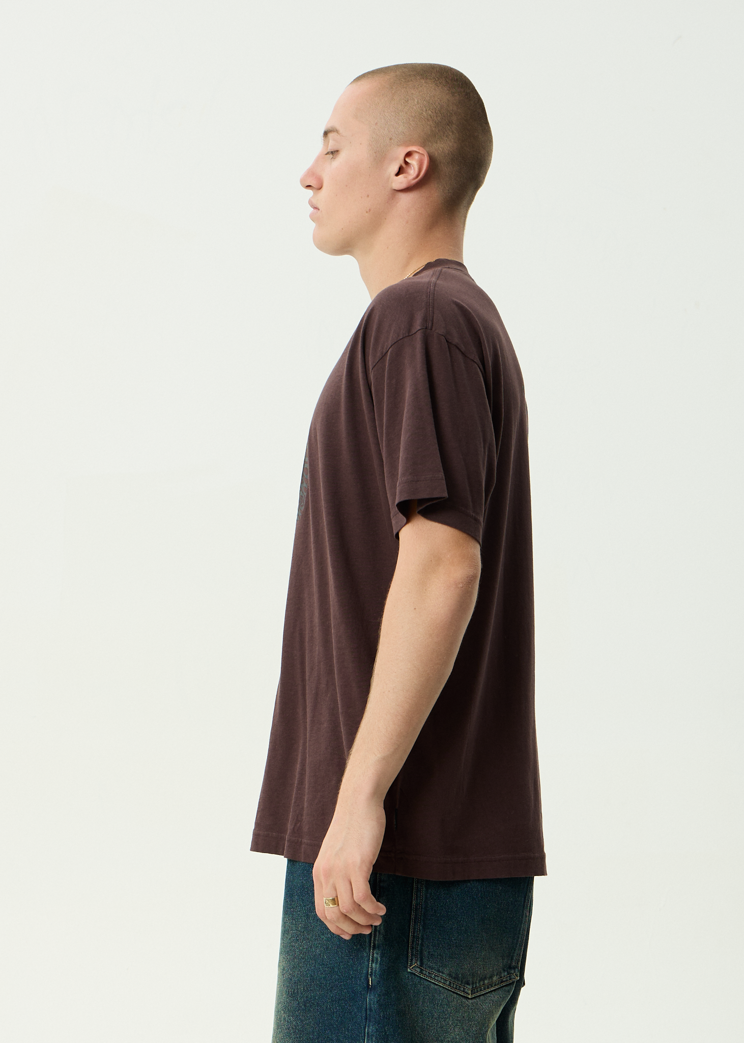 AFENDS Mens Wonders - Boxy Tee - Washed Coffee