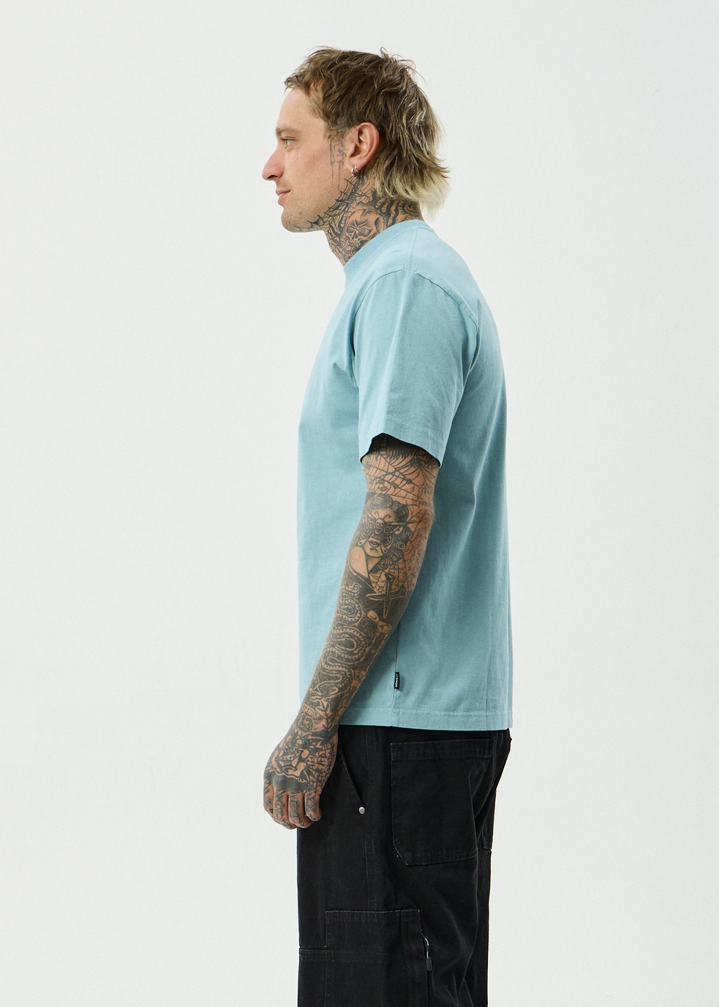 AFENDS Mens Angel Boy - Recycled Retro Fit Tee - Washed Overcast