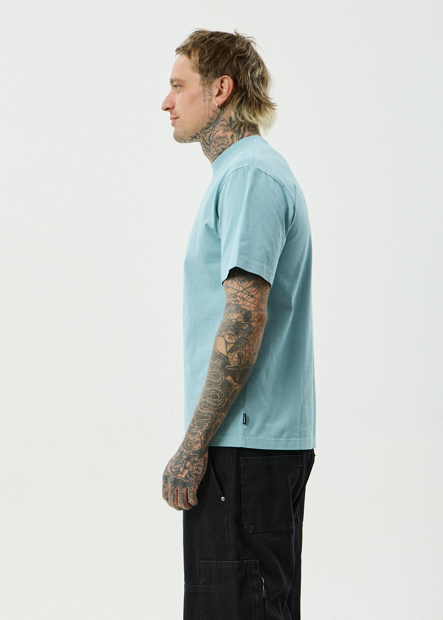 AFENDS Mens Angel Boy - Recycled Retro Fit Tee - Washed Overcast