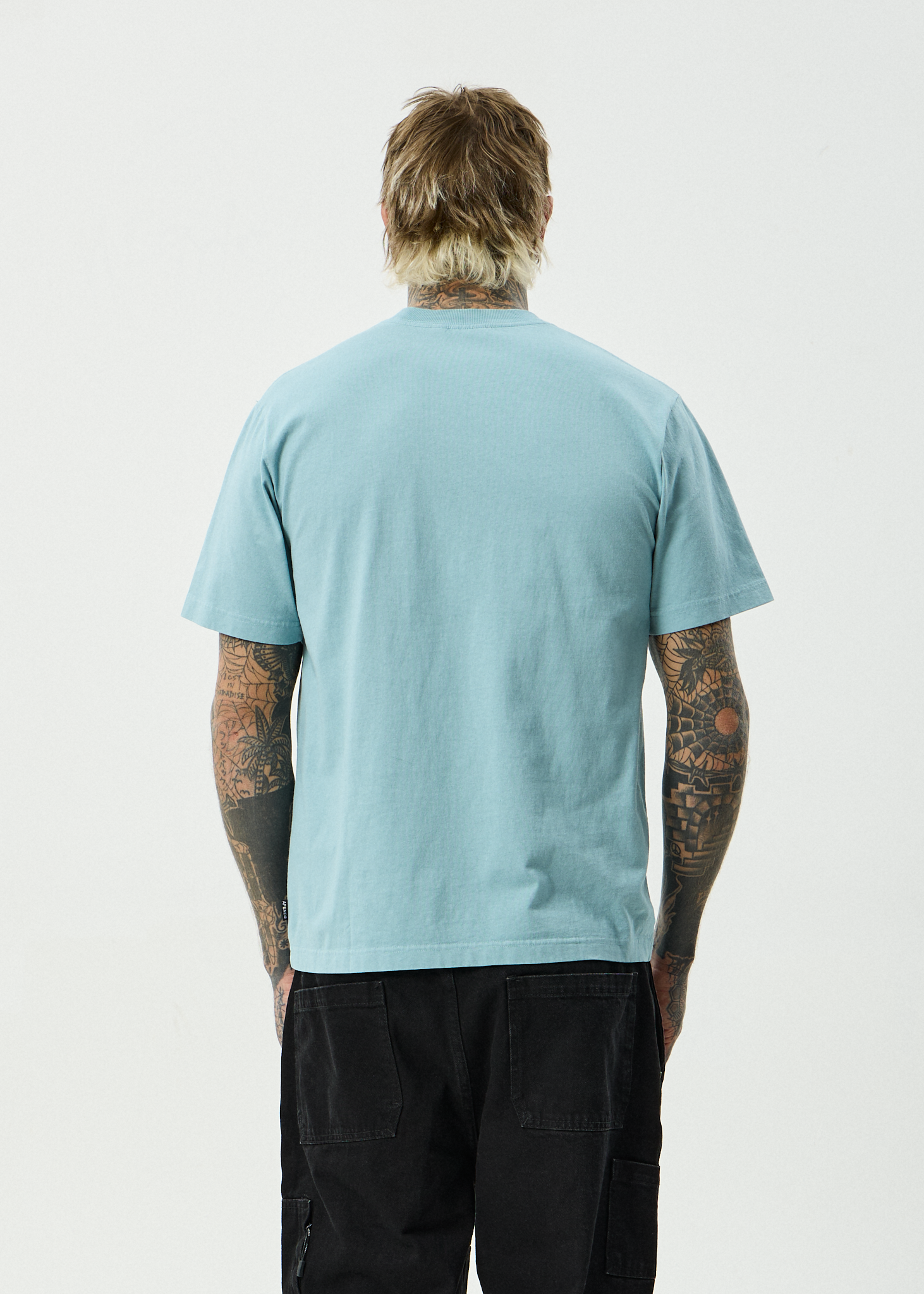 AFENDS Mens Angel Boy - Recycled Retro Fit Tee - Washed Overcast