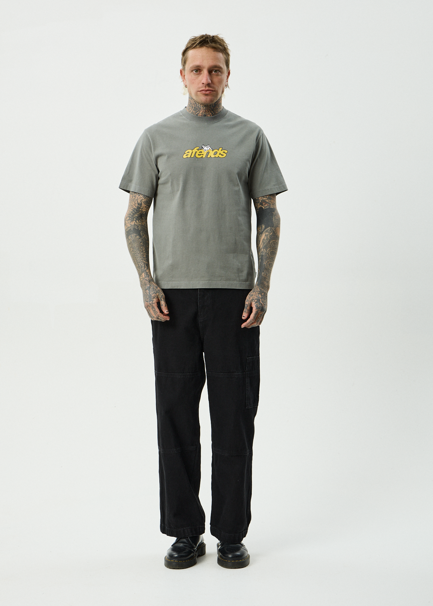 AFENDS Mens Angel Boy - Recycled Retro Fit Tee - Washed Sycamore