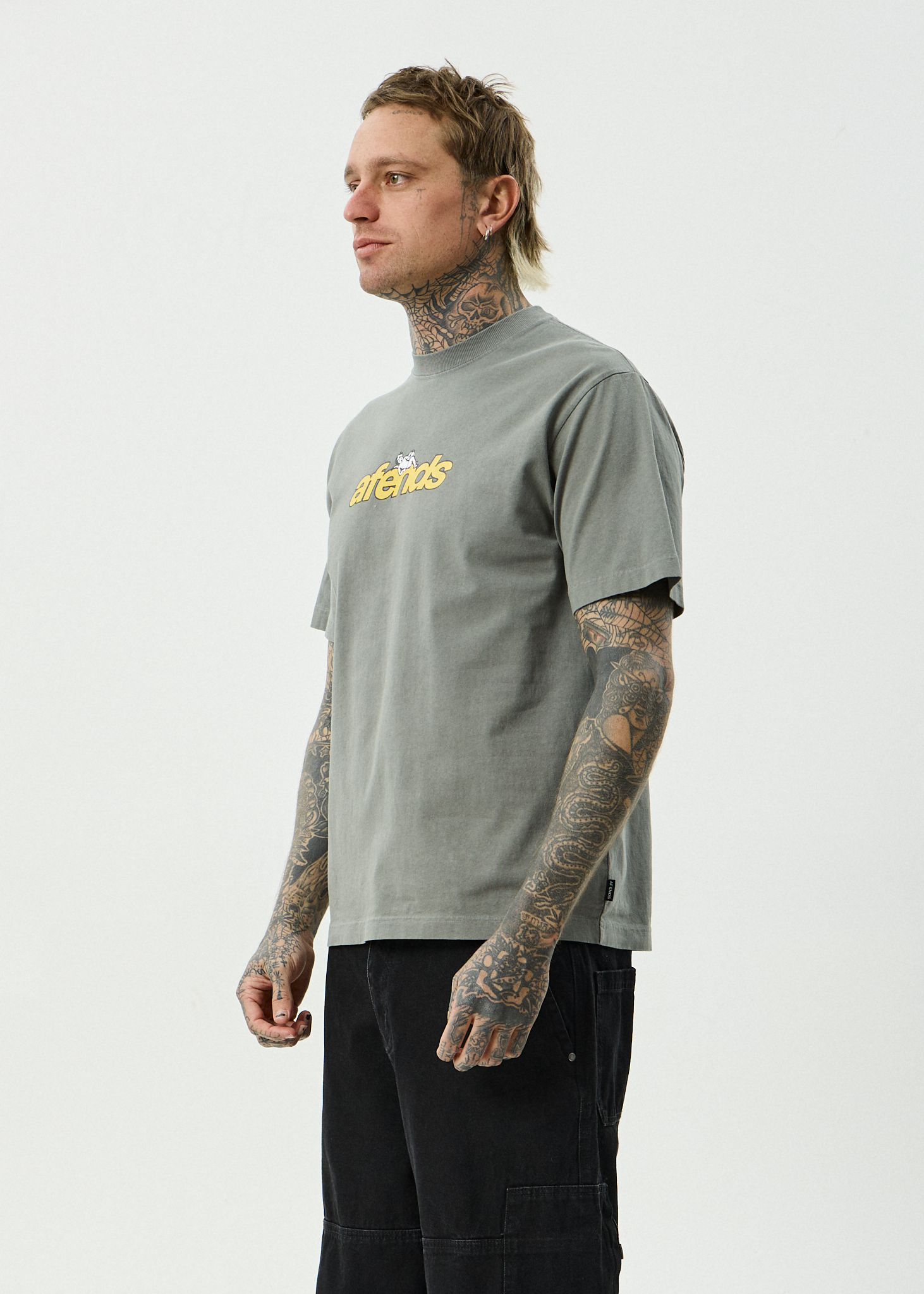 AFENDS Mens Angel Boy - Recycled Retro Fit Tee - Washed Sycamore