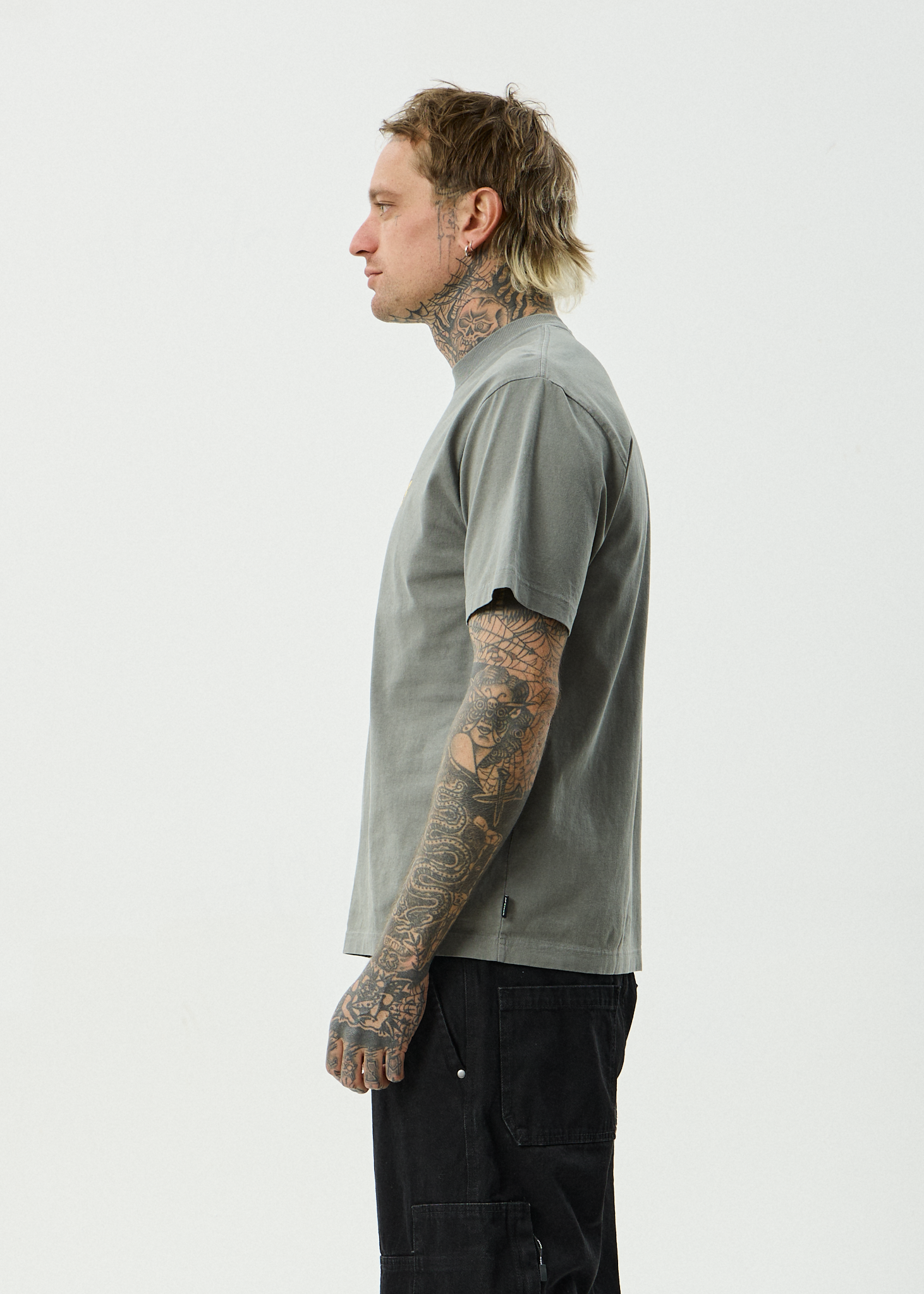 AFENDS Mens Angel Boy - Recycled Retro Fit Tee - Washed Sycamore