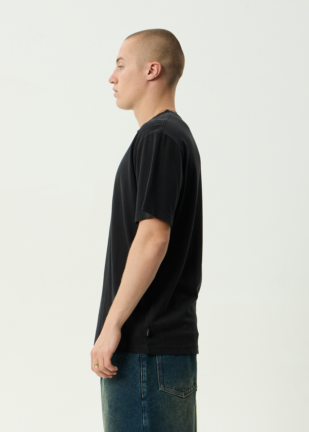 AFENDS Mens Safety - Hemp Retro Fit Tee - Stone Black