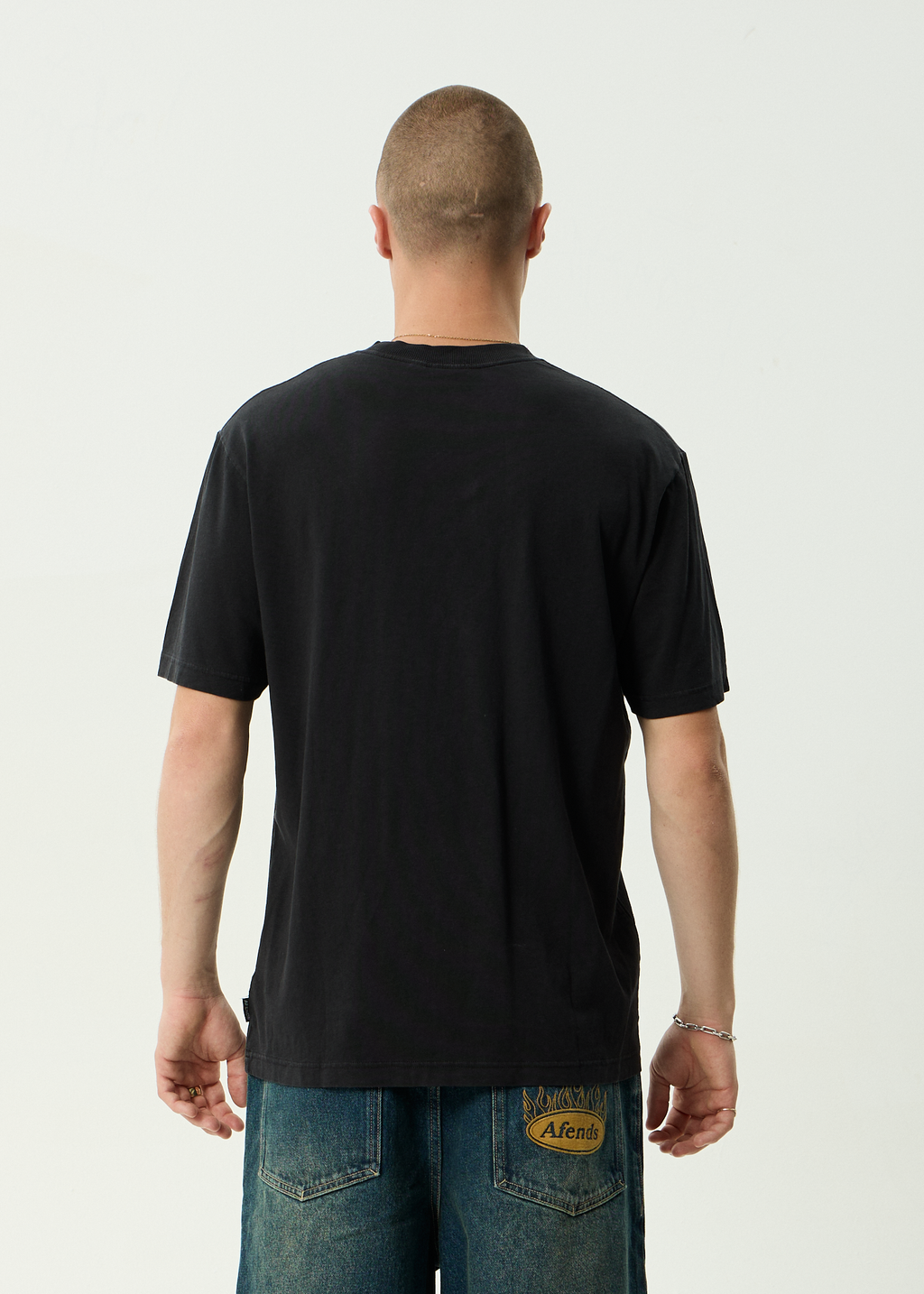 AFENDS Mens Safety - Hemp Retro Fit Tee - Stone Black