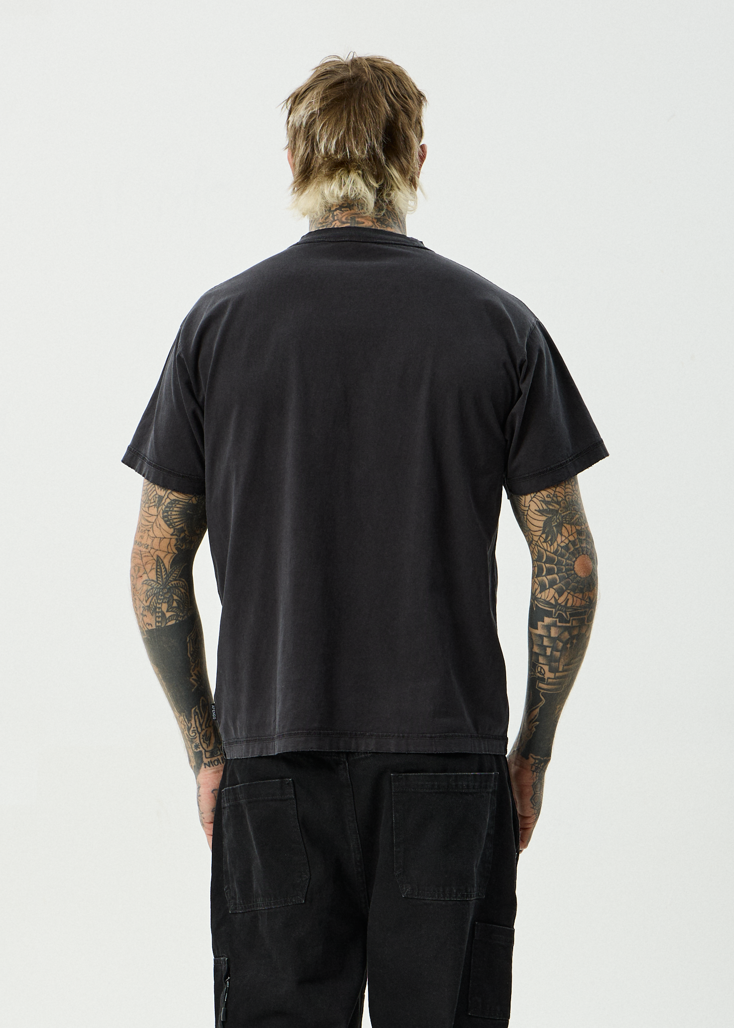 AFENDS Mens Shell Times - Recycled Boxy Fit Tee - Stone Black