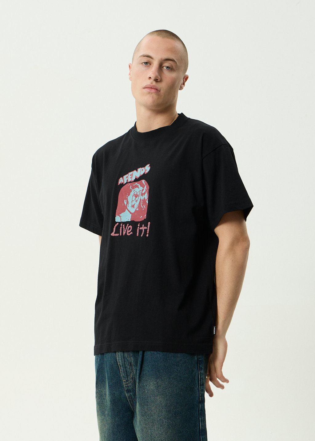 AFENDS Mens Live It - Recycled Boxy Fit Tee - Black