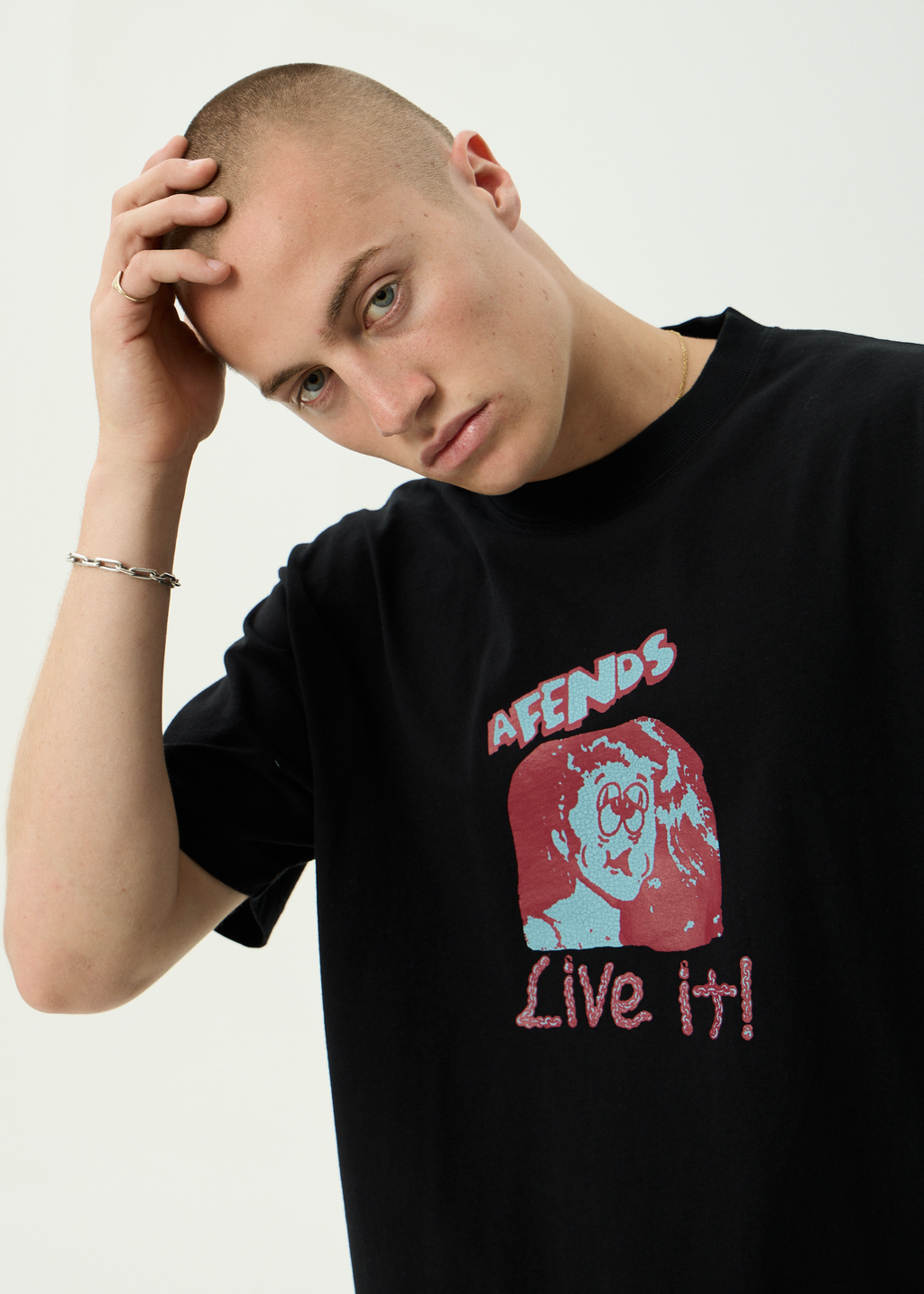 AFENDS Mens Live It - Recycled Boxy Fit Tee - Black
