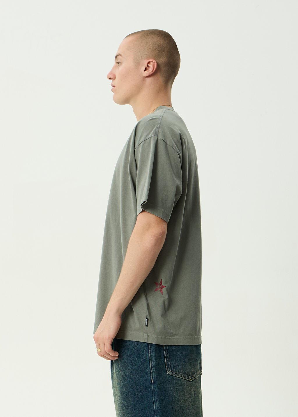 AFENDS Mens Live It - Recycled Boxy Fit Tee - Washed Sycamore
