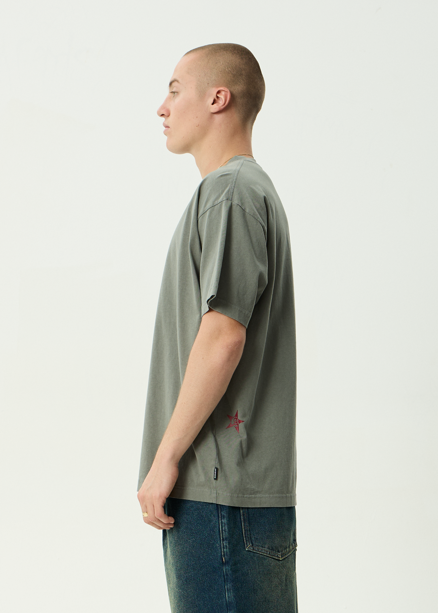 AFENDS Mens Live It - Recycled Boxy Fit Tee - Washed Sycamore