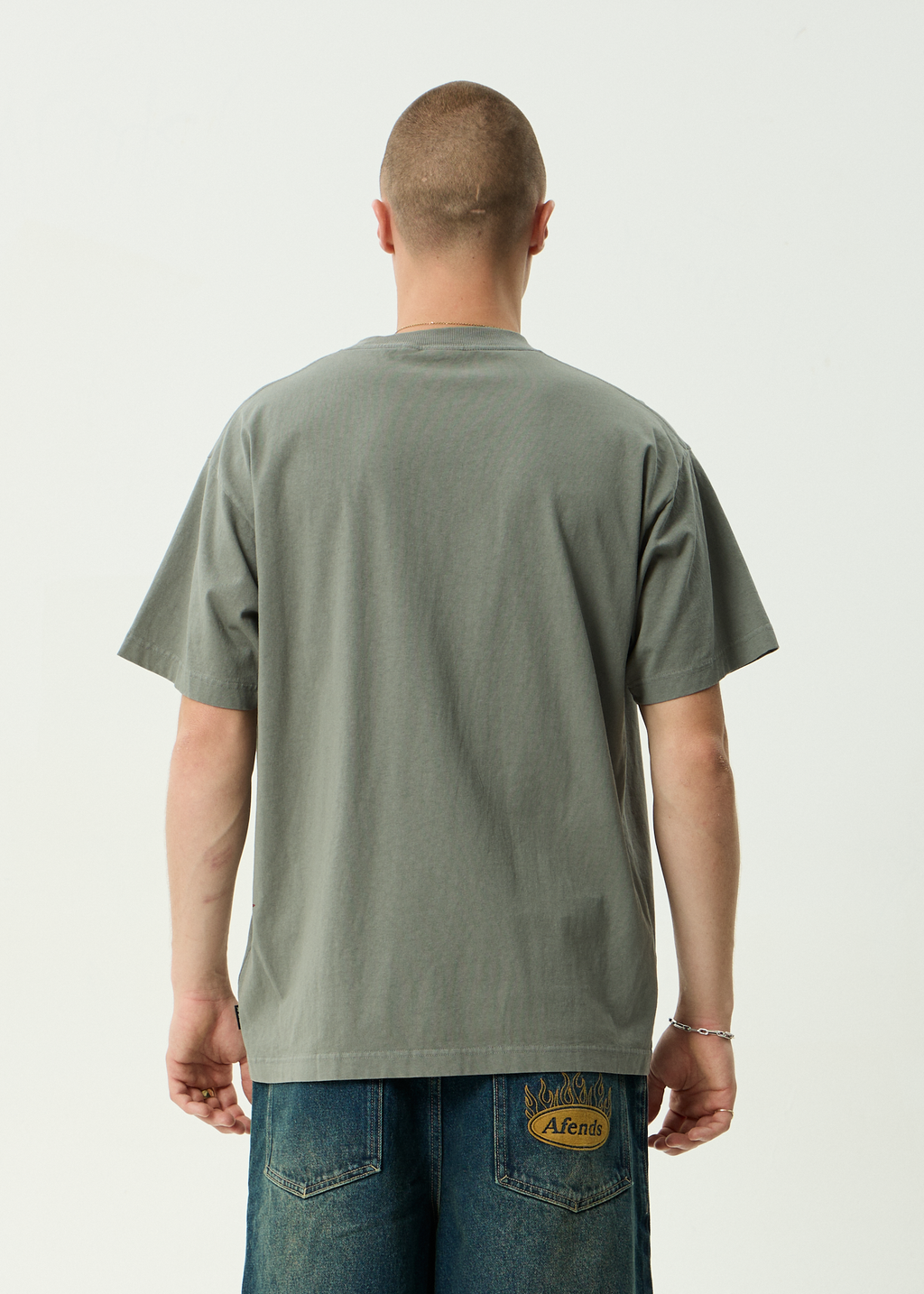 AFENDS Mens Live It - Recycled Boxy Fit Tee - Washed Sycamore