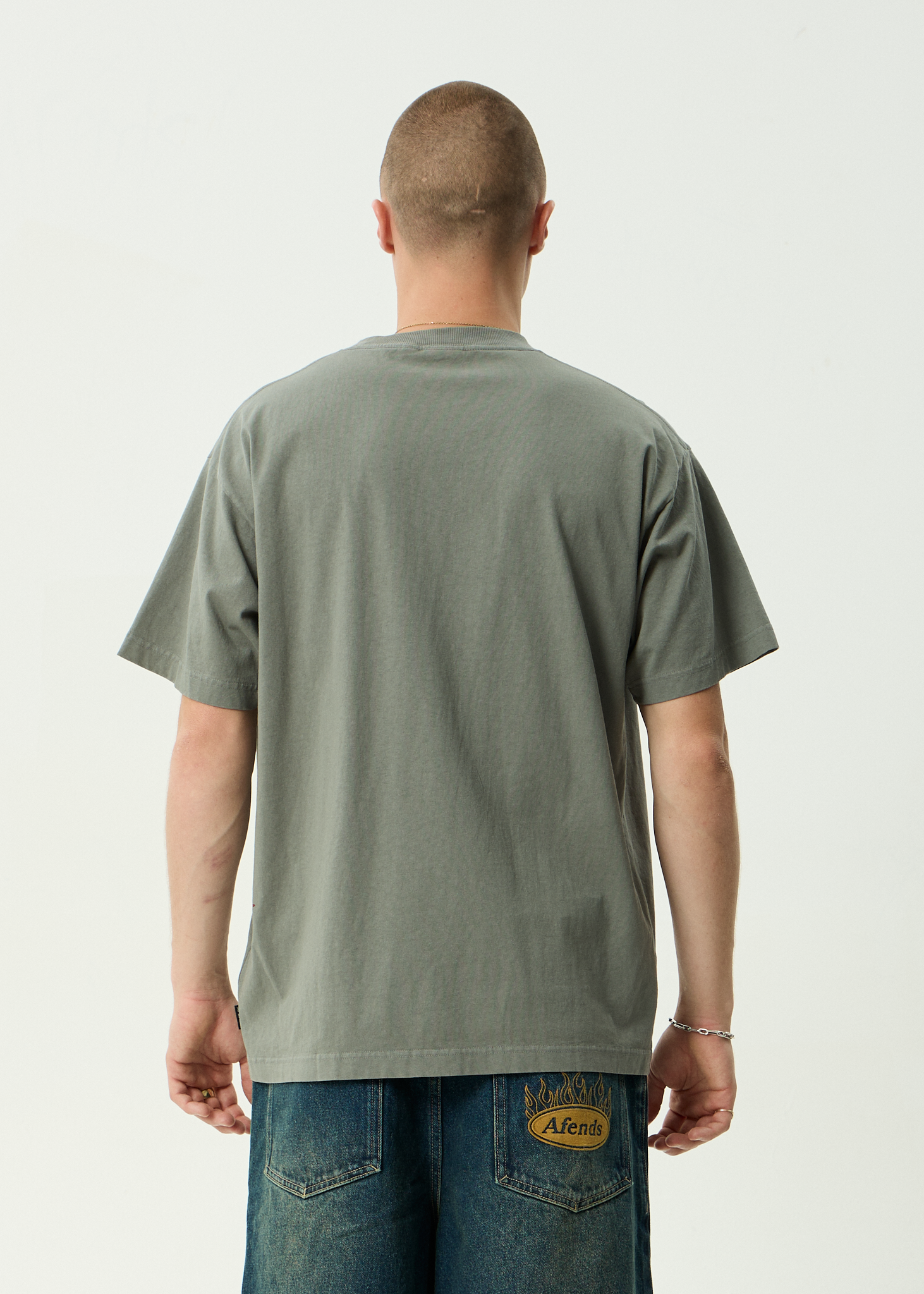 AFENDS Mens Live It - Recycled Boxy Fit Tee - Washed Sycamore