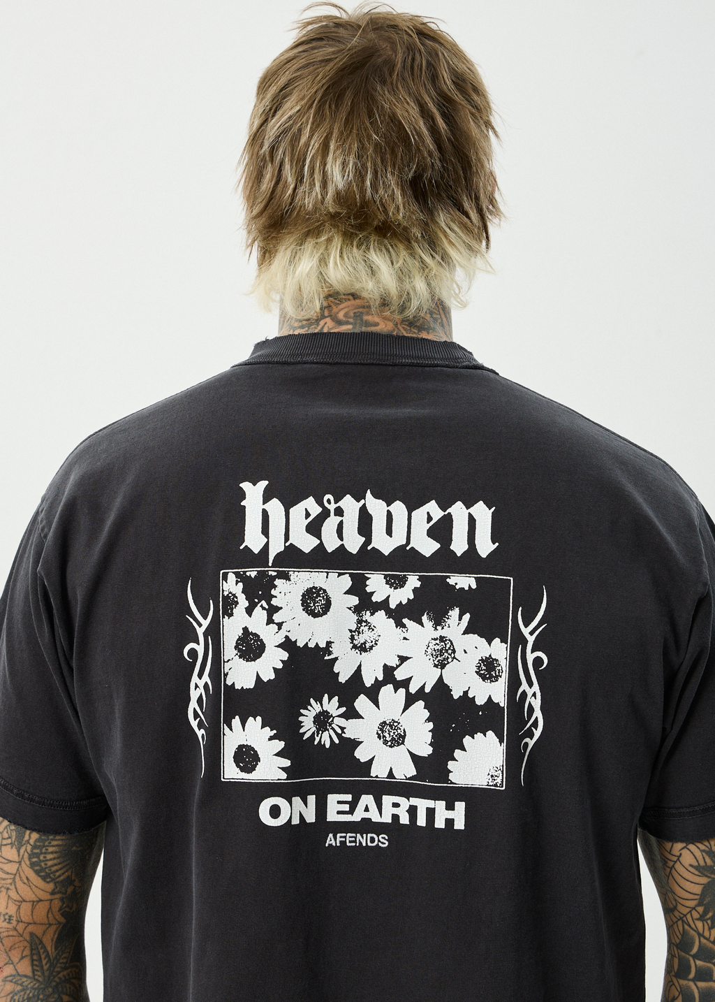 AFENDS Mens Heaven - Recycled Heavyweight Boxy Fit Tee - Stone Black