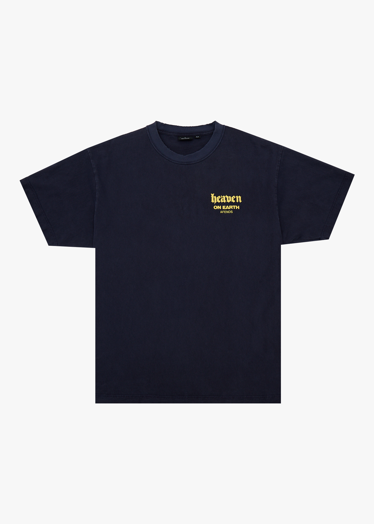 AFENDS Mens Heaven - Recycled Heavyweight Boxy Fit Tee - Washed Deep Sea