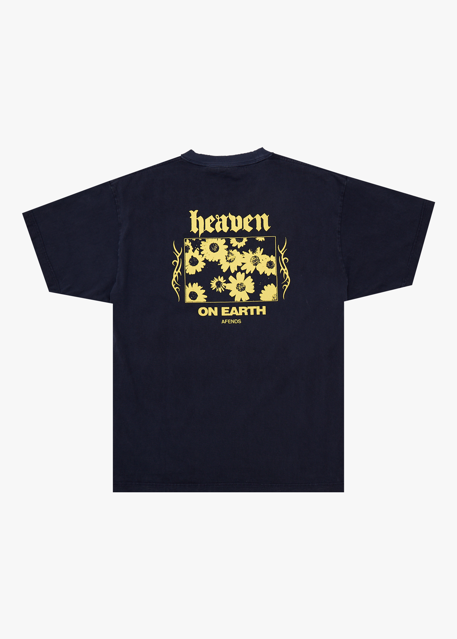 AFENDS Mens Heaven - Recycled Heavyweight Boxy Fit Tee - Washed Deep Sea