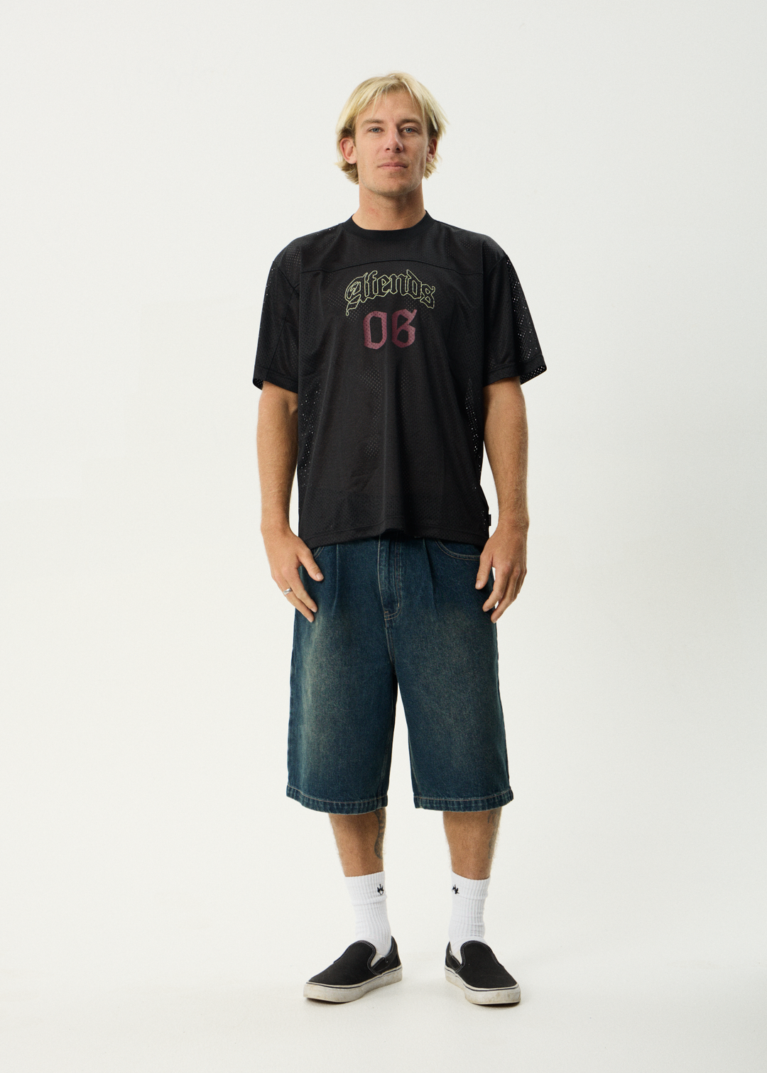 AFENDS Mens Zero Six - Mesh Jersey Boxy Tee - Black
