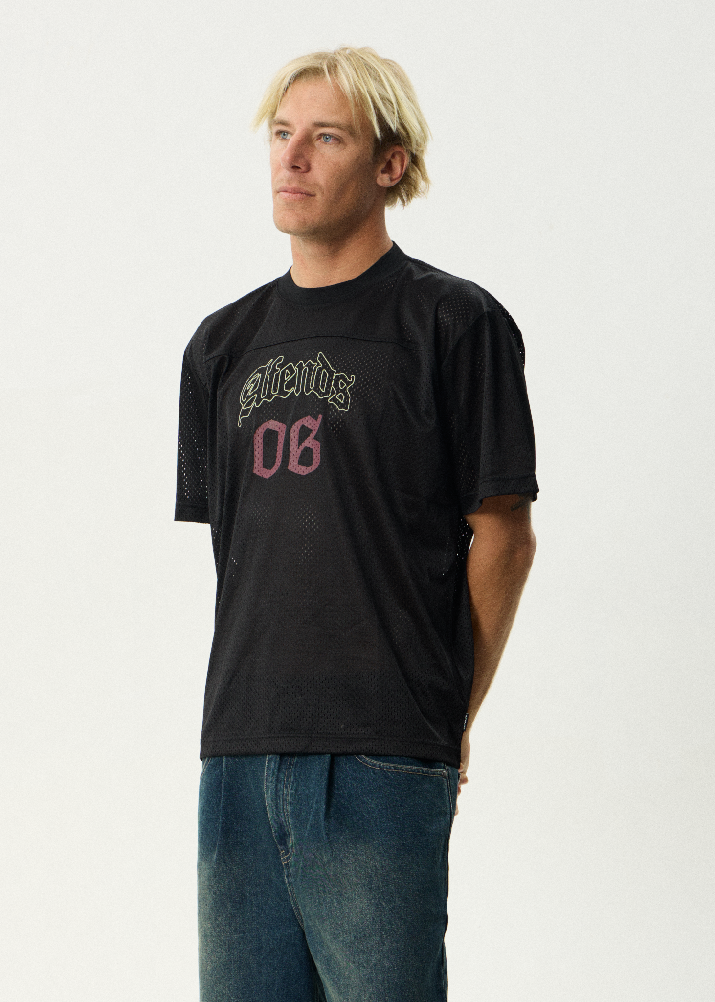 AFENDS Mens Zero Six - Mesh Jersey Boxy Tee - Black