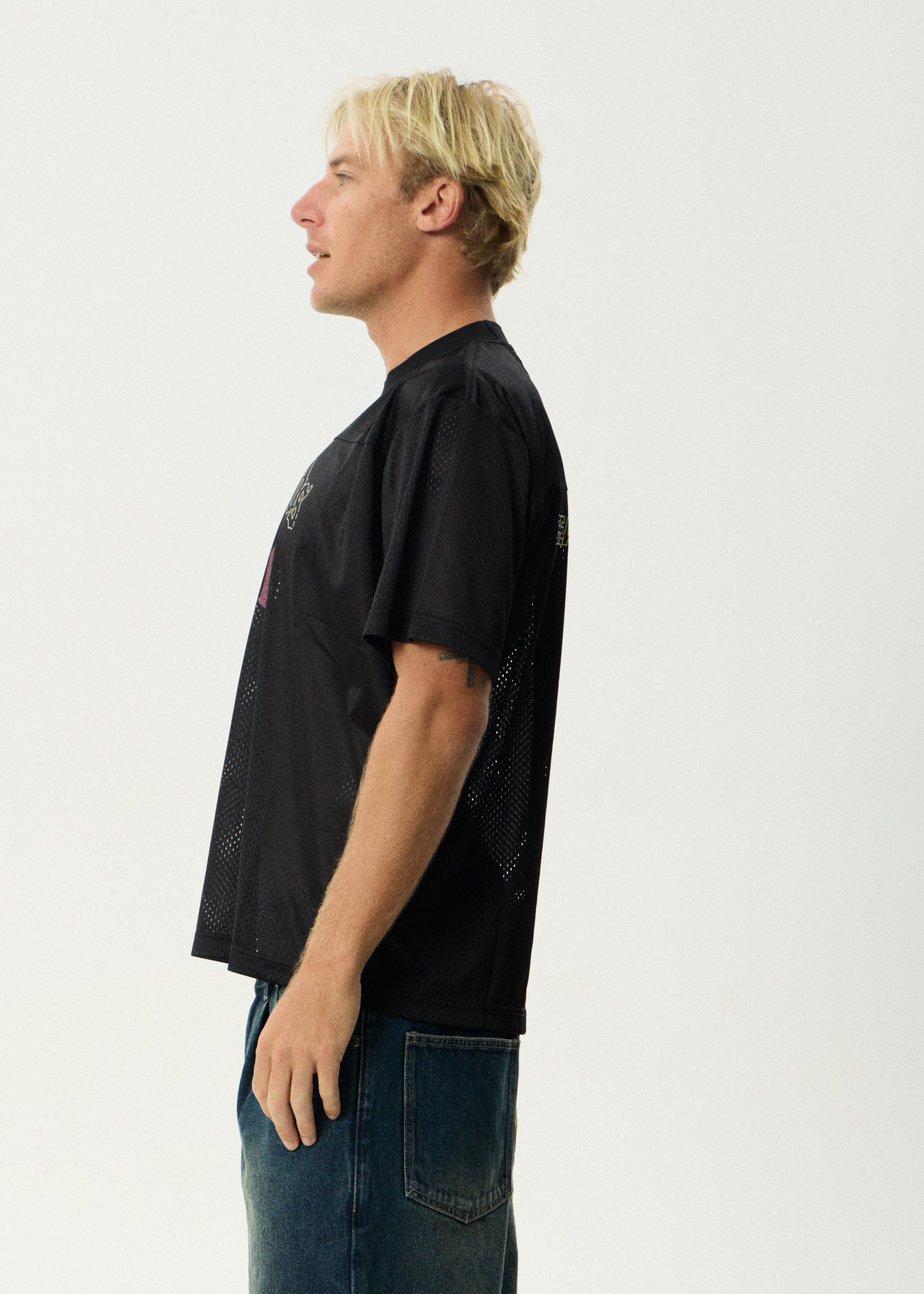 AFENDS Mens Zero Six - Mesh Jersey Boxy Tee - Black