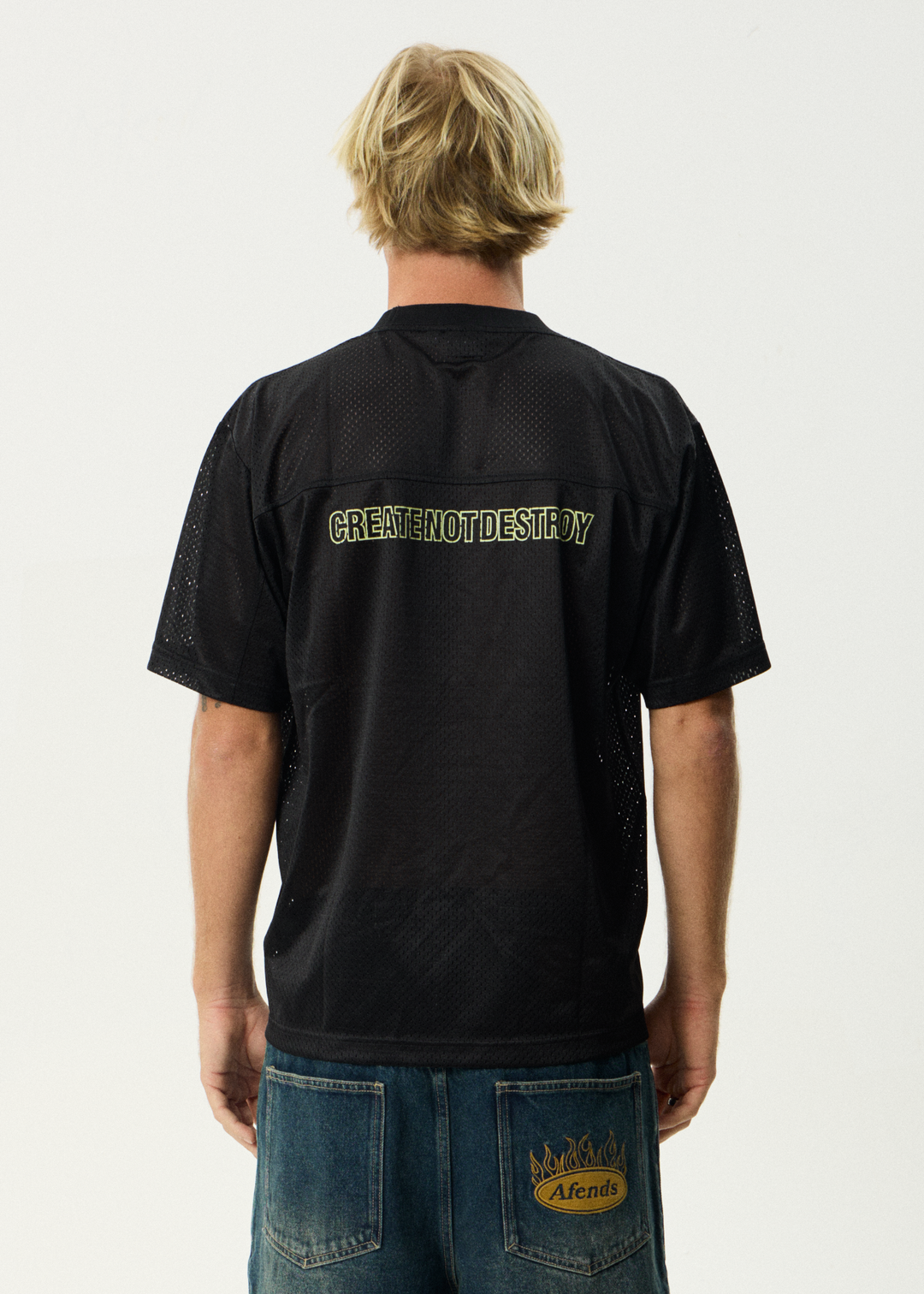 AFENDS Mens Zero Six - Mesh Jersey Boxy Tee - Black