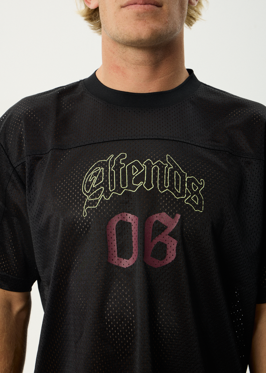 AFENDS Mens Zero Six - Mesh Jersey Boxy Tee - Black