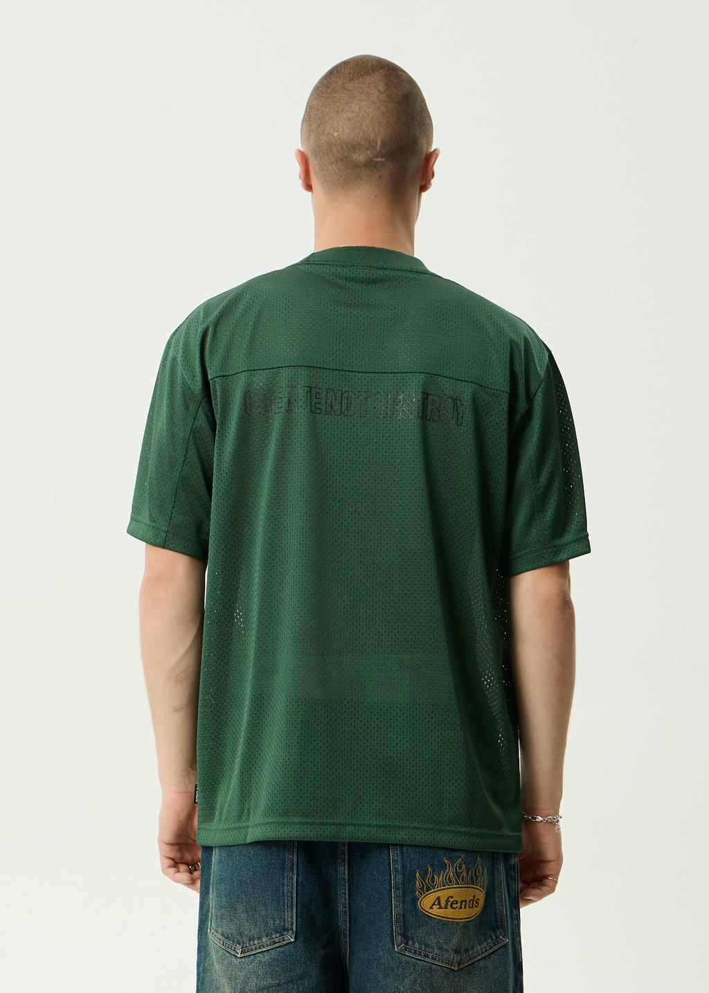AFENDS Mens Zero Six - Mesh Jersey Boxy Tee - Pine