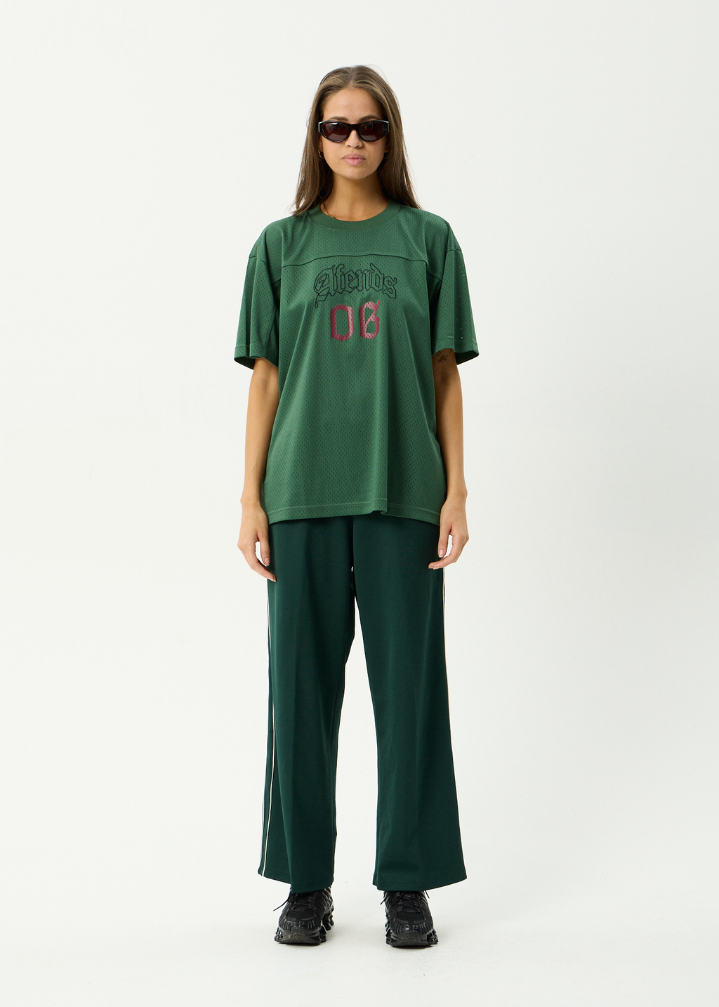 AFENDS Mens Zero Six - Recycled Mesh Jersey Boxy Fit Tee - Pine