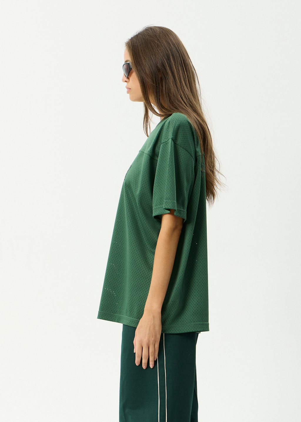 AFENDS Mens Zero Six - Recycled Mesh Jersey Boxy Fit Tee - Pine