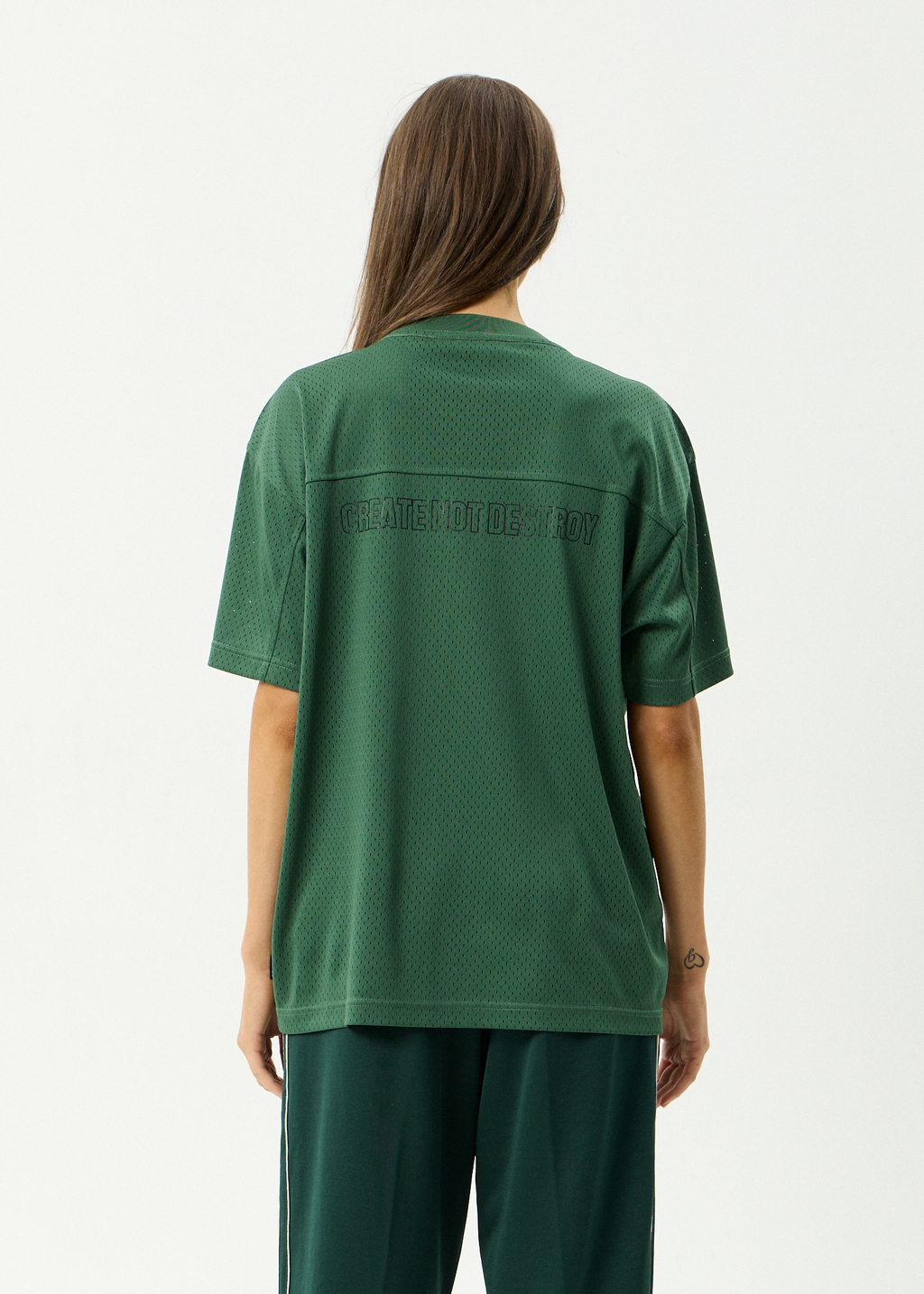 AFENDS Mens Zero Six - Recycled Mesh Jersey Boxy Fit Tee - Pine