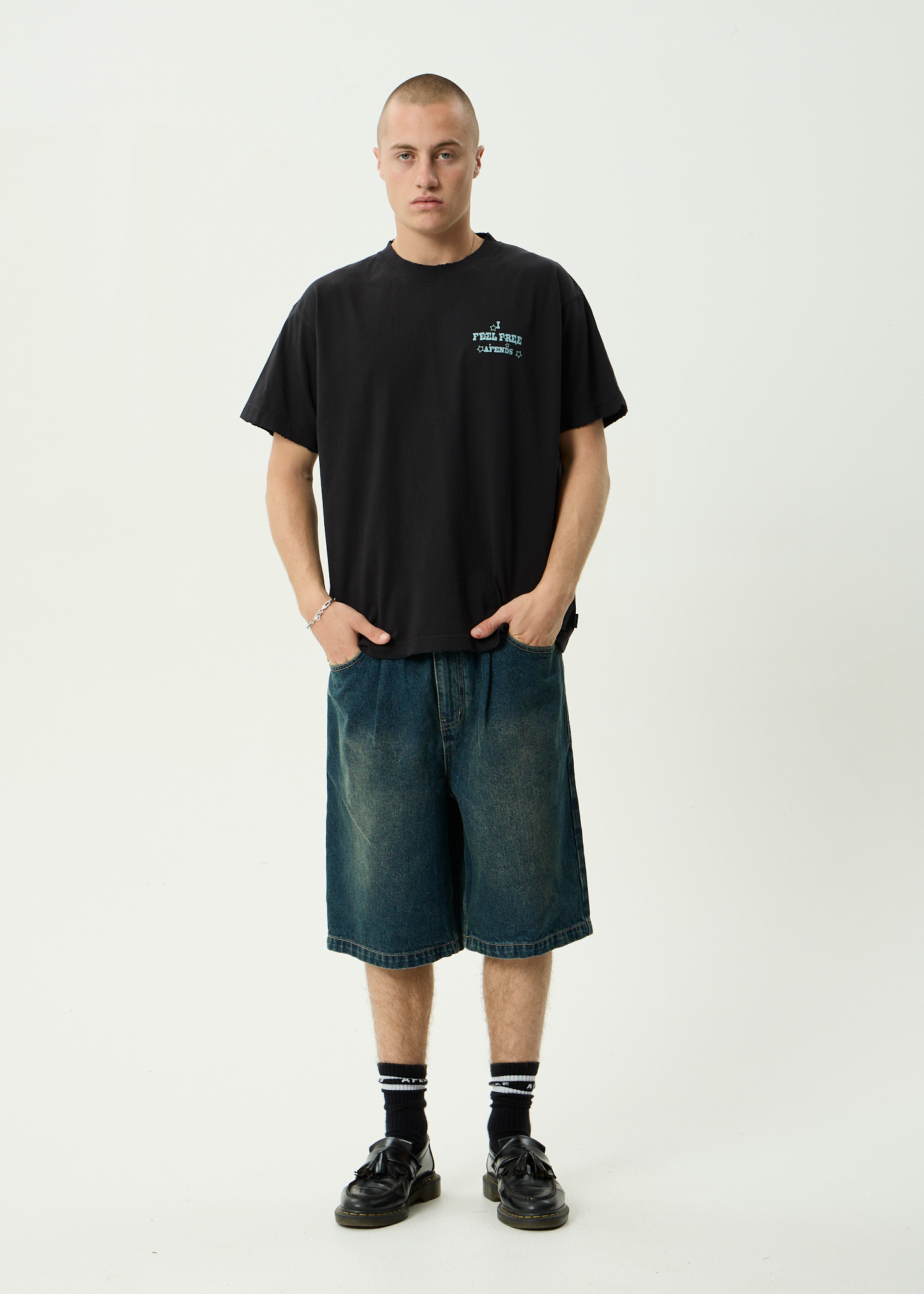 AFENDS Mens Sonoran - Recycled Boxy Fit Tee - Stone Black