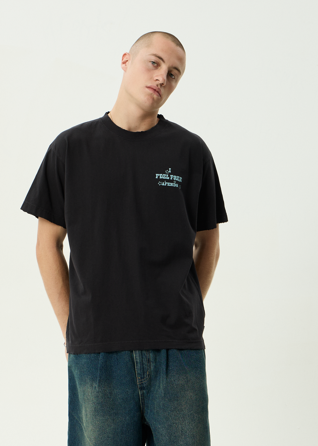 AFENDS Mens Sonoran - Recycled Boxy Fit Tee - Stone Black