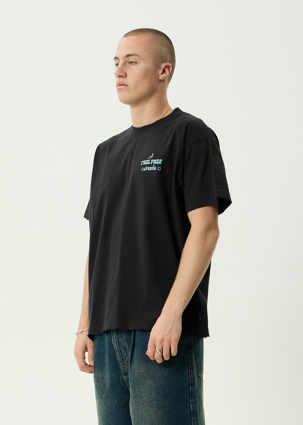 AFENDS Mens Sonoran - Recycled Boxy Fit Tee - Stone Black