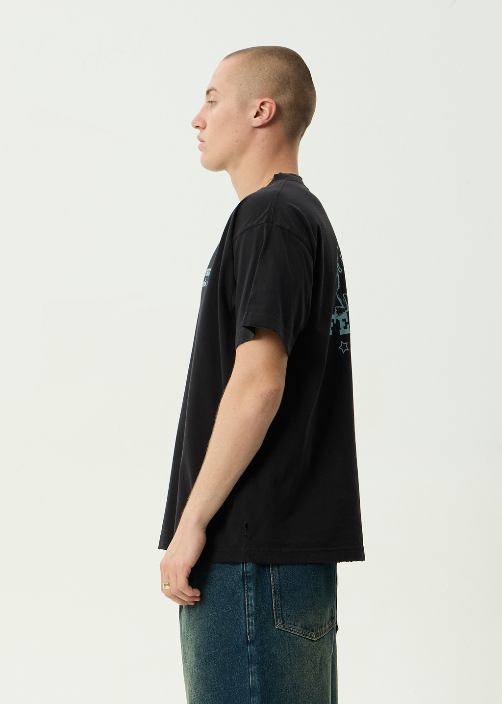 AFENDS Mens Sonoran - Recycled Boxy Fit Tee - Stone Black