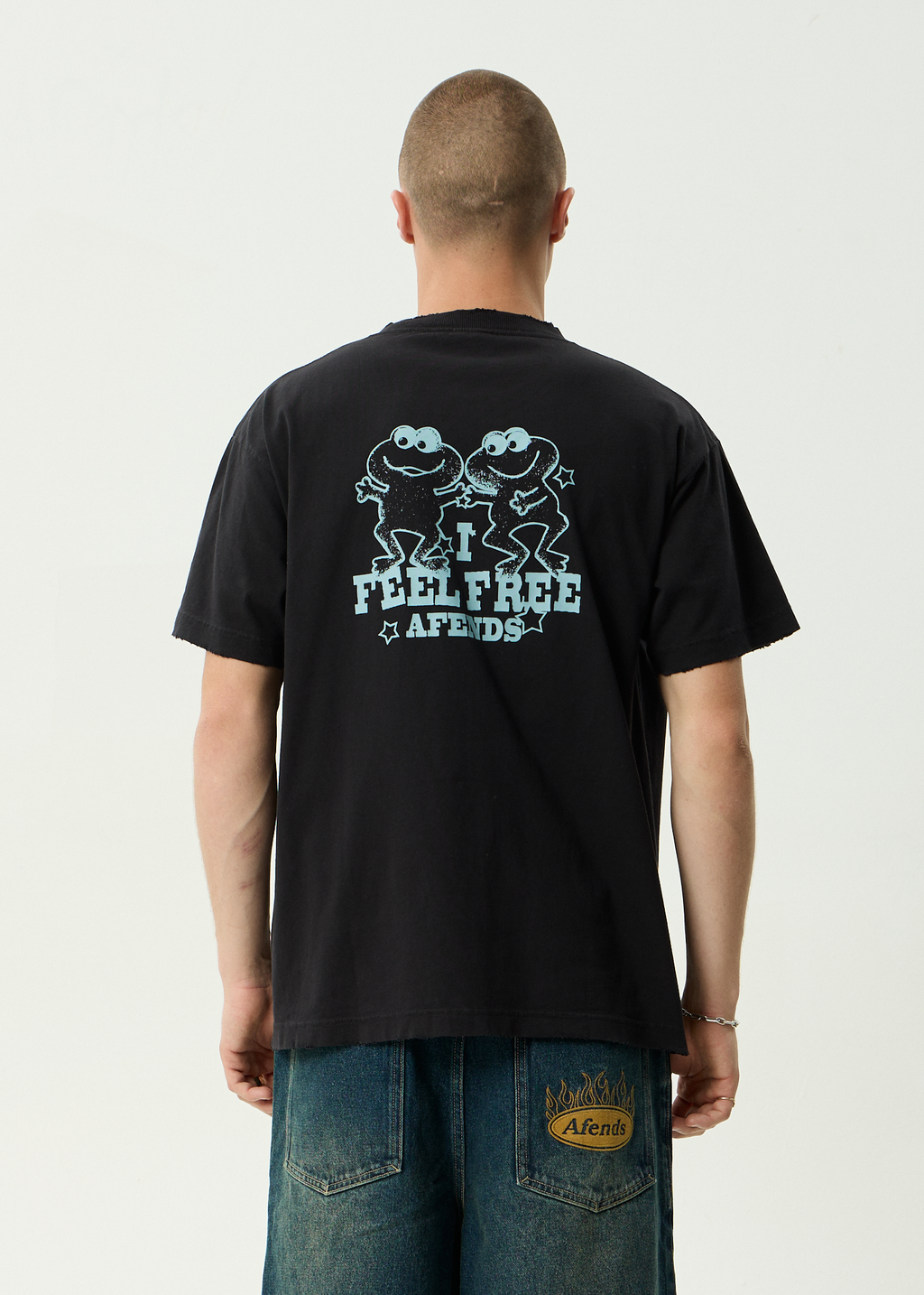 AFENDS Mens Sonoran - Recycled Boxy Fit Tee - Stone Black