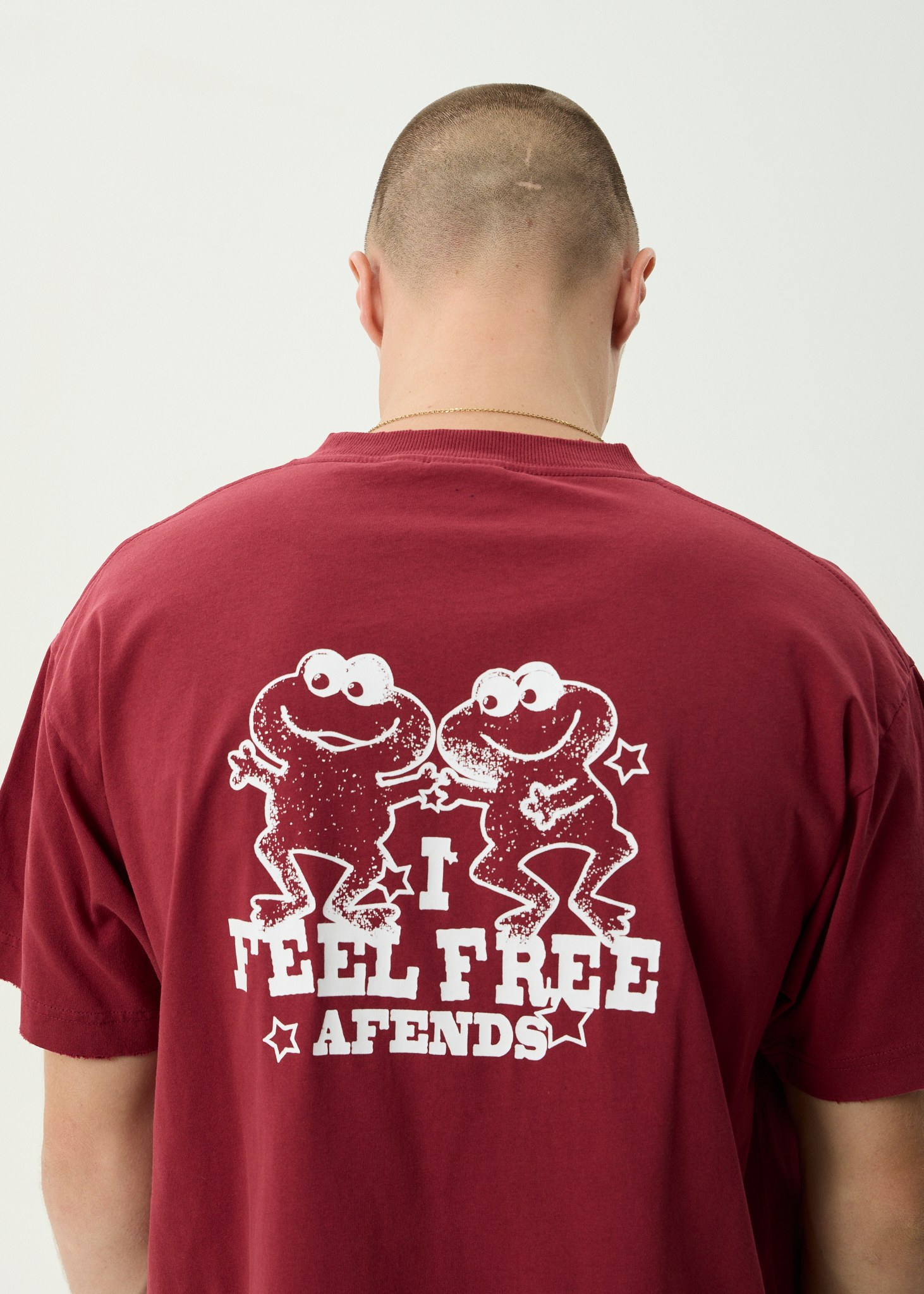 AFENDS Mens Sonoran - Recycled Boxy Fit Tee - Washed Burgundy